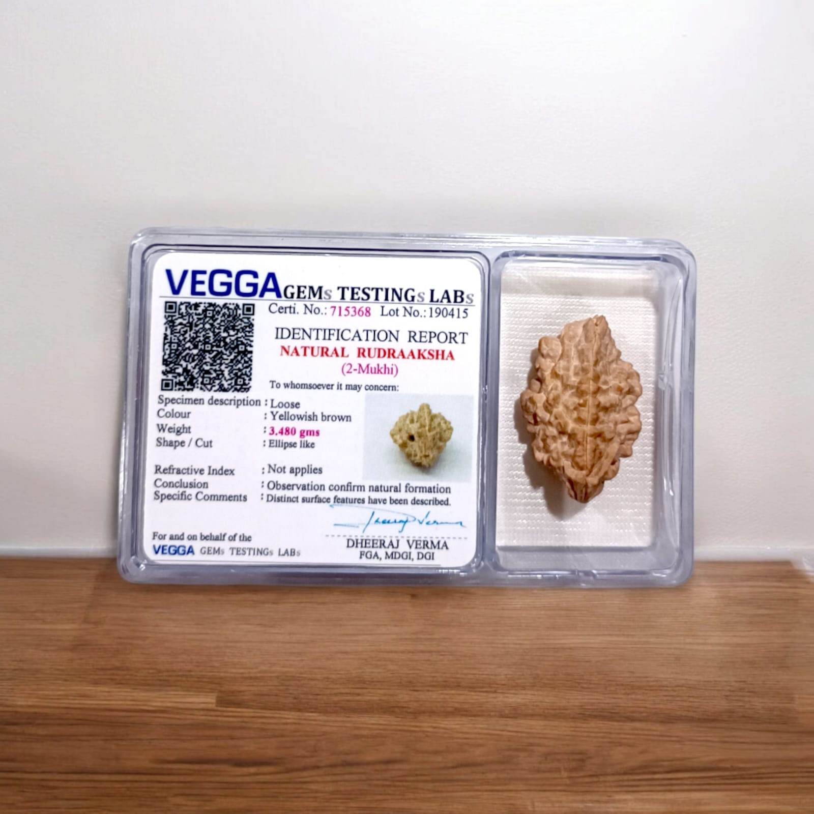 2 Mukhi Rudraksha Pendant in Silver Cap displayed on a white background, featuring fine silver work and a natural Rudraksha bead