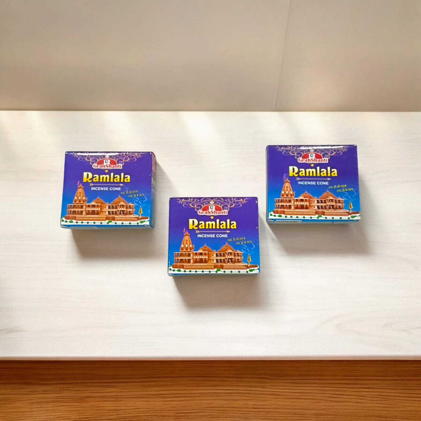 4 in 1 Dhoop Cone set of 12 with fragrances X2, Kasturi, Ramlala, and Cobb, each with a cone holder.