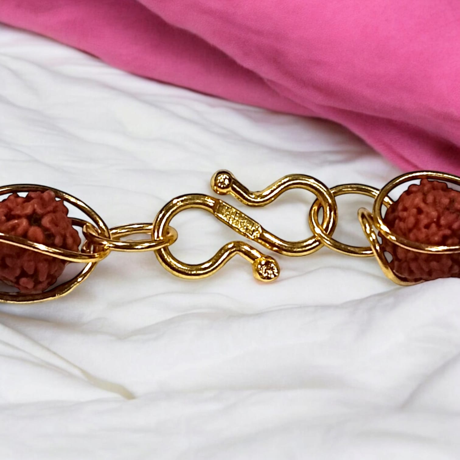 5 Mukhi Rudraksha Mala Studded in Stylish Gold Wire - Lab Certified