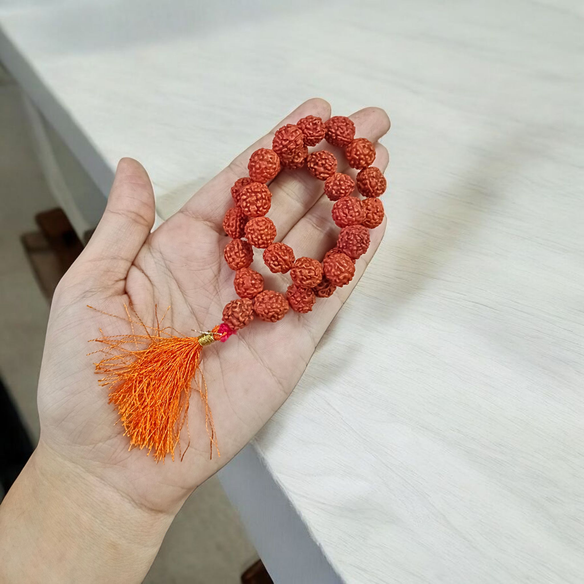 5 Mukhi Rudraksha Mala with 27+1 lab-certified 11MM beads for mantra chanting and meditation