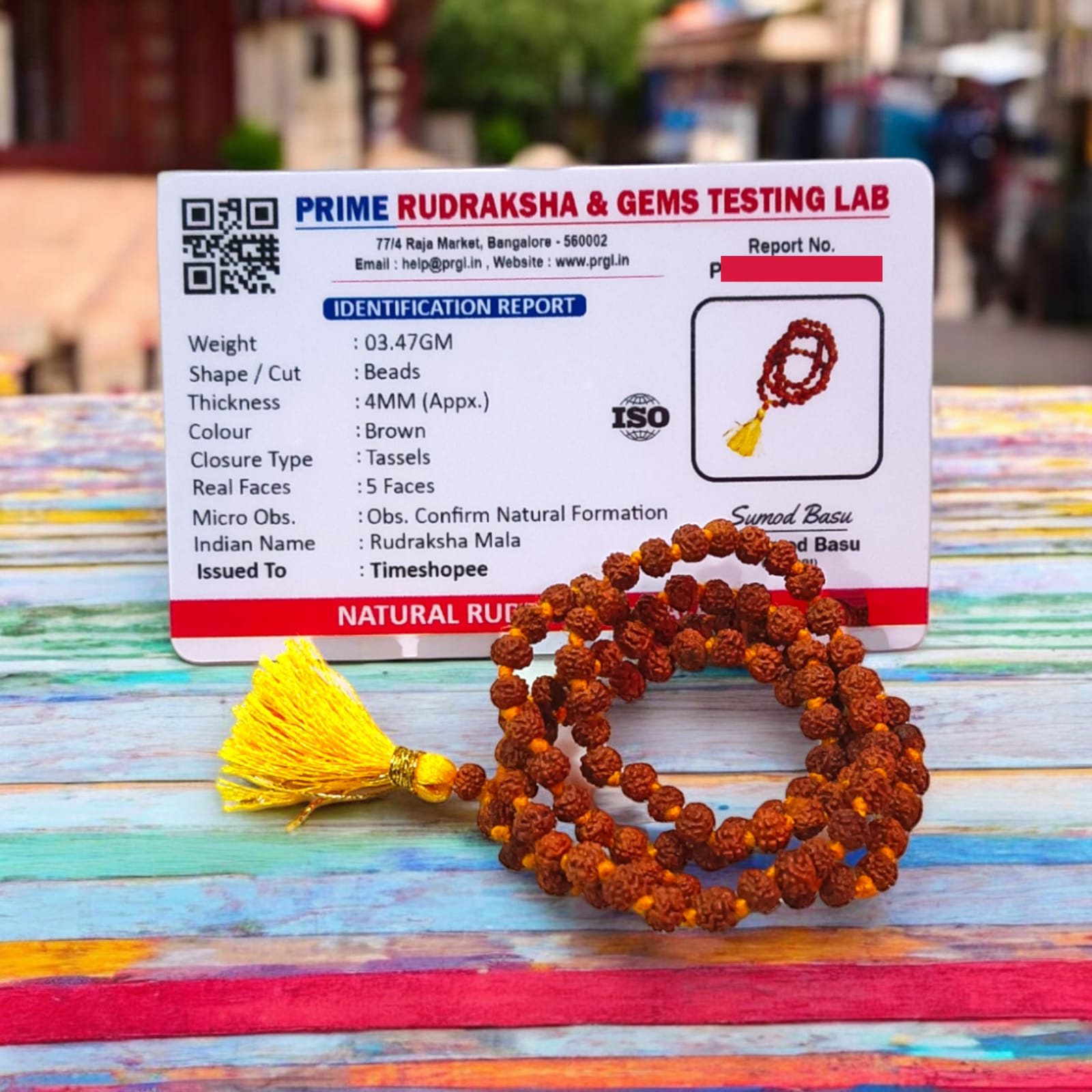 5 Mukhi Rudraksha Mala with Lab Certificate, 108+1 Beads 4MM, Timeshopee