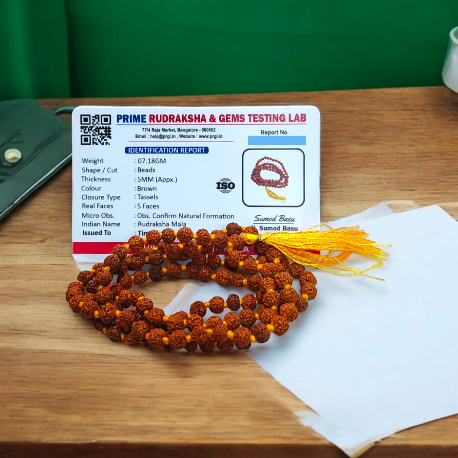 5 Mukhi Rudraksha Mala with Lab Certification, 108+1 Beads 5MM, Timeshopee