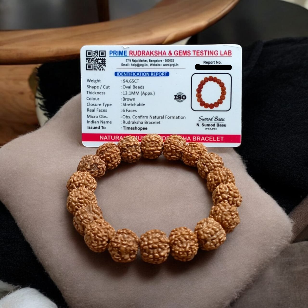 6 Mukhi Rudraksha Bracelet - Stretchable Lab Certified Bracelet for Confidence and Protection by Timeshopee
