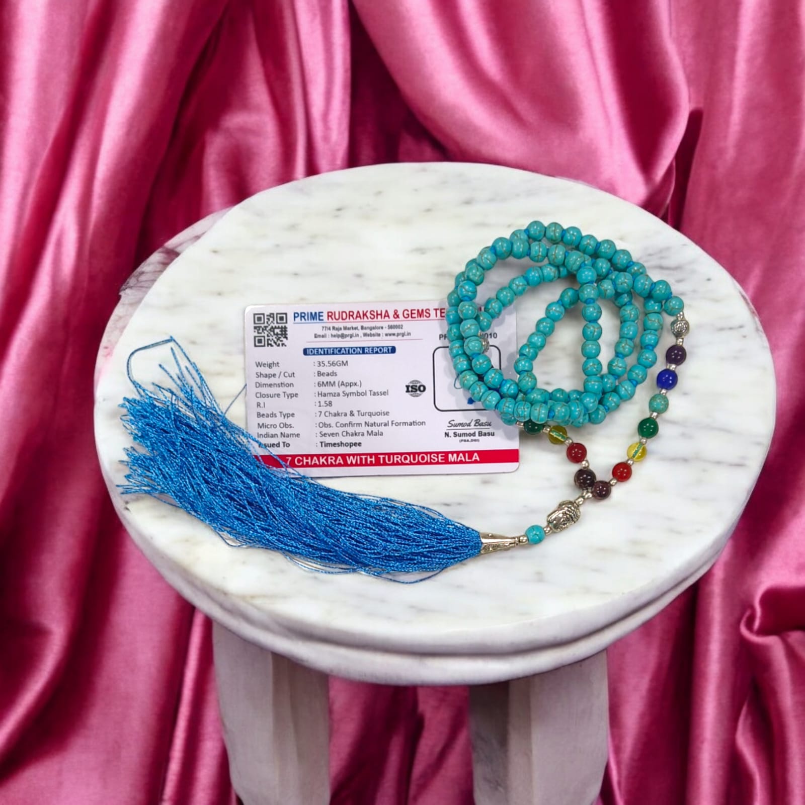7 Chakra Mala With Turquoise / Firoza Mala Lab Certified