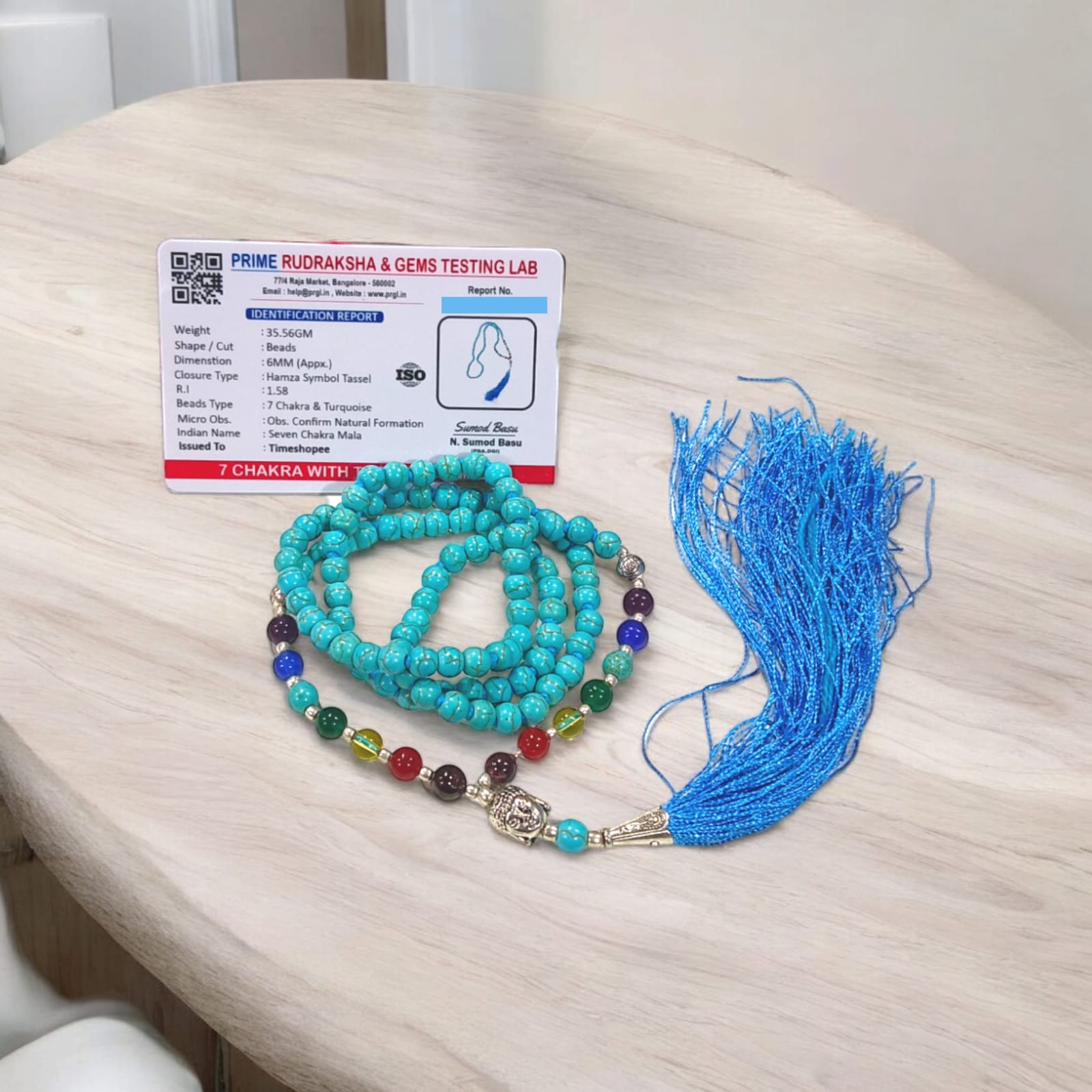 7 Chakra Mala With Turquoise / Firoza Mala Lab Certified