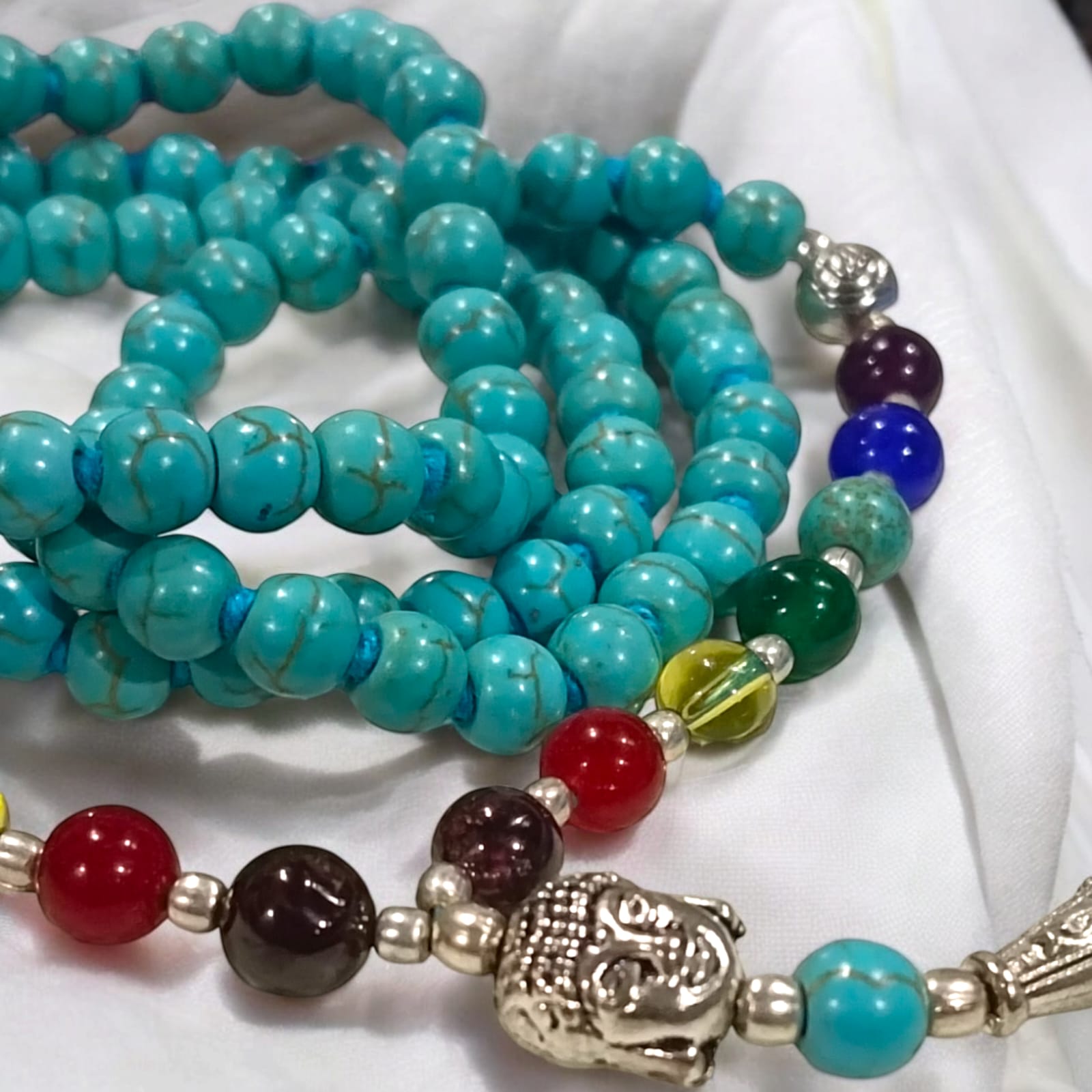 7 Chakra Mala With Turquoise / Firoza Mala Lab Certified