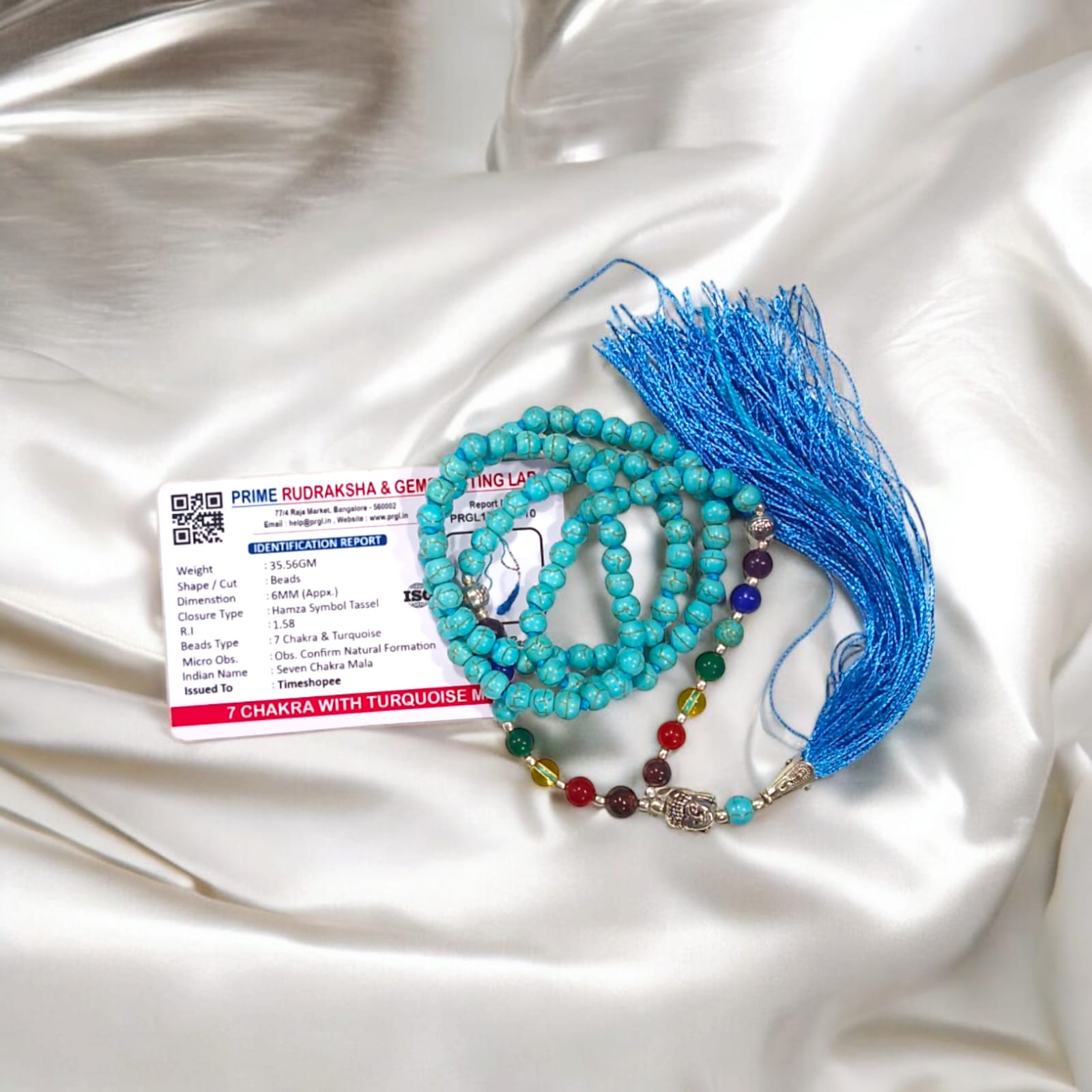 7 Chakra Mala With Turquoise / Firoza Mala Lab Certified