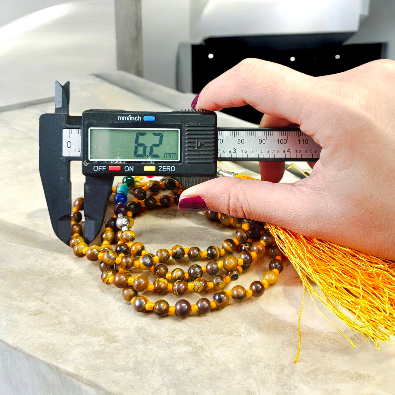 7 Chakra Tiger Eye Mala with Agate Stones and Buddha Charm – Lab Certified – 6MM Beads for Meditation, Yoga, and Chakra Healing