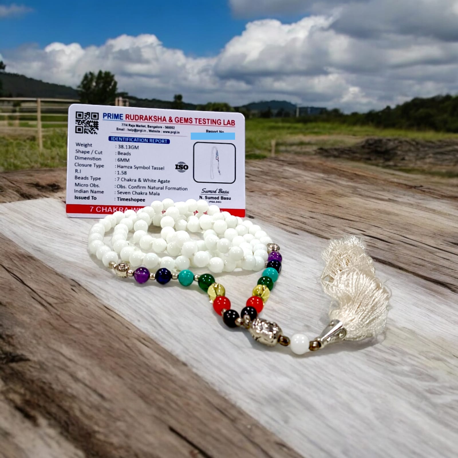 7 Chakra With White Agate Mala Lab Certified