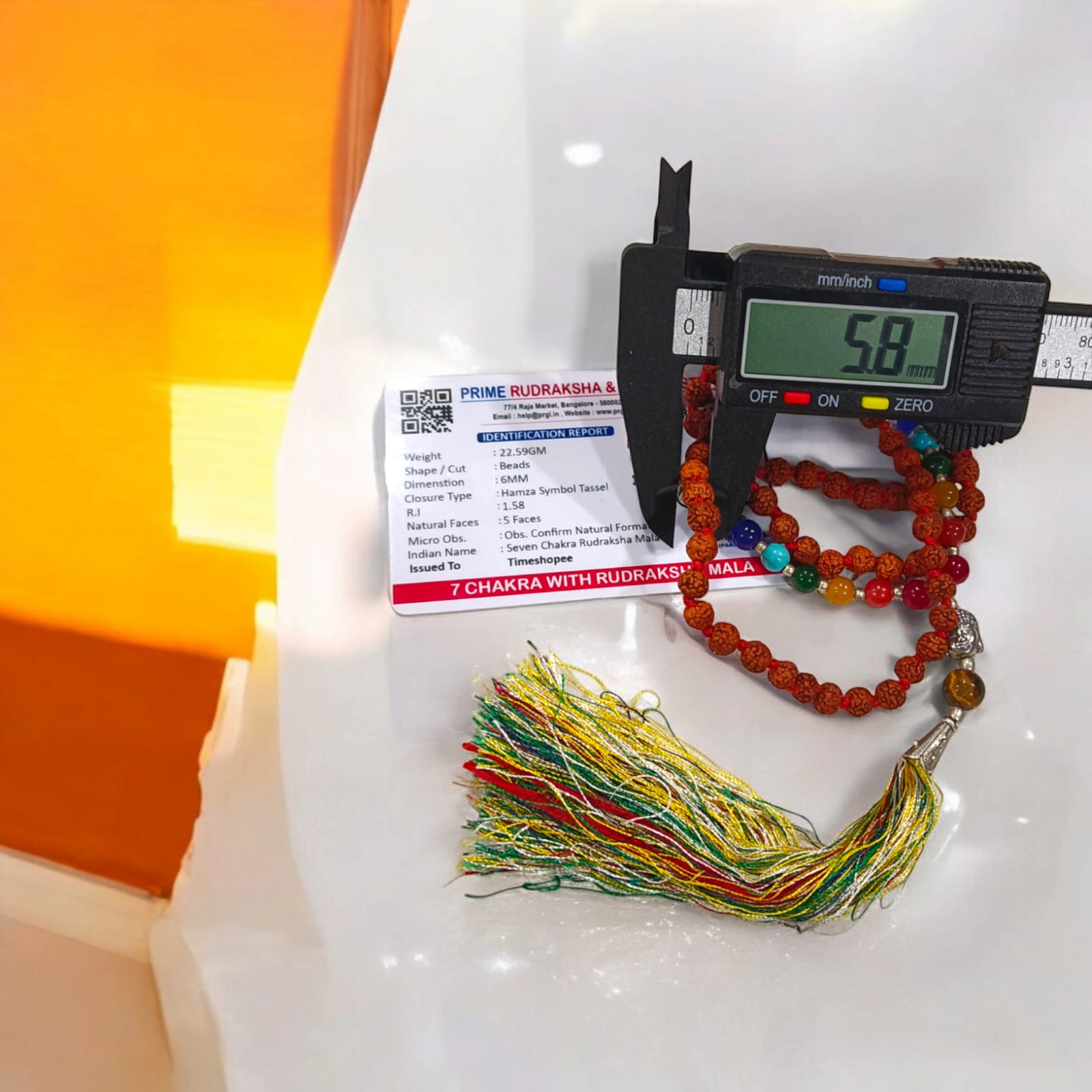 7 Chakra with 5 Mukhi Rudraksha Mala Lab Certified