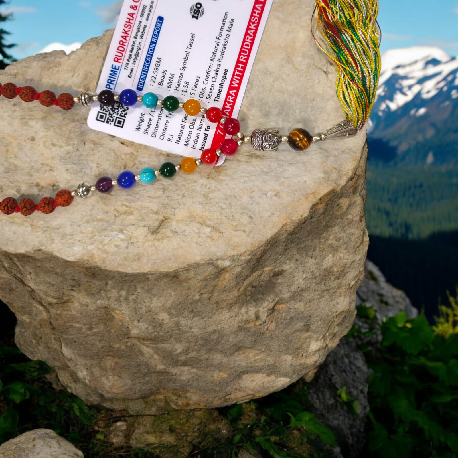 7 Chakra with 5 Mukhi Rudraksha Mala Lab Certified