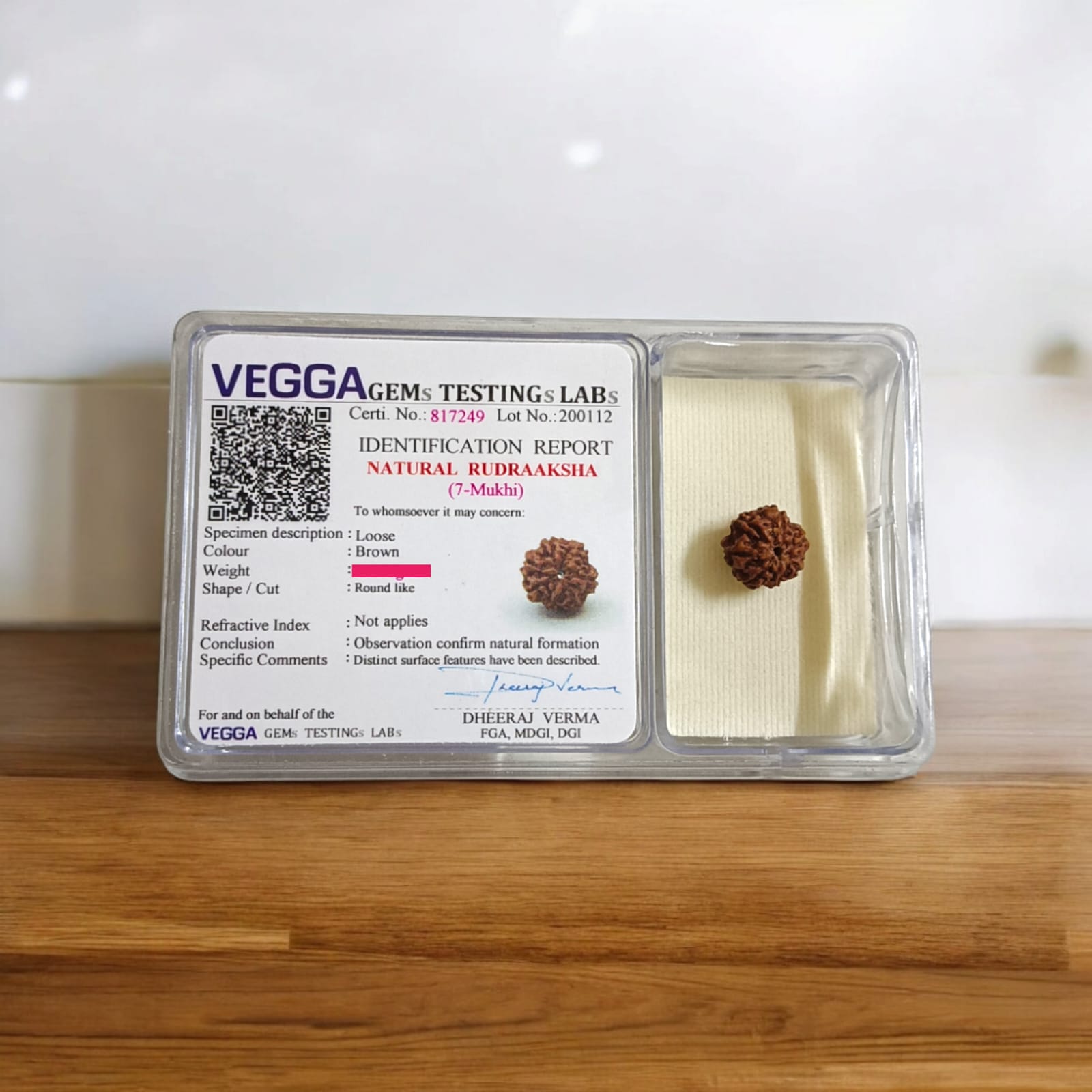 7 Mukhi Rudraksha Locket in a silver cap with black thread – Lab Certified from Timeshopee