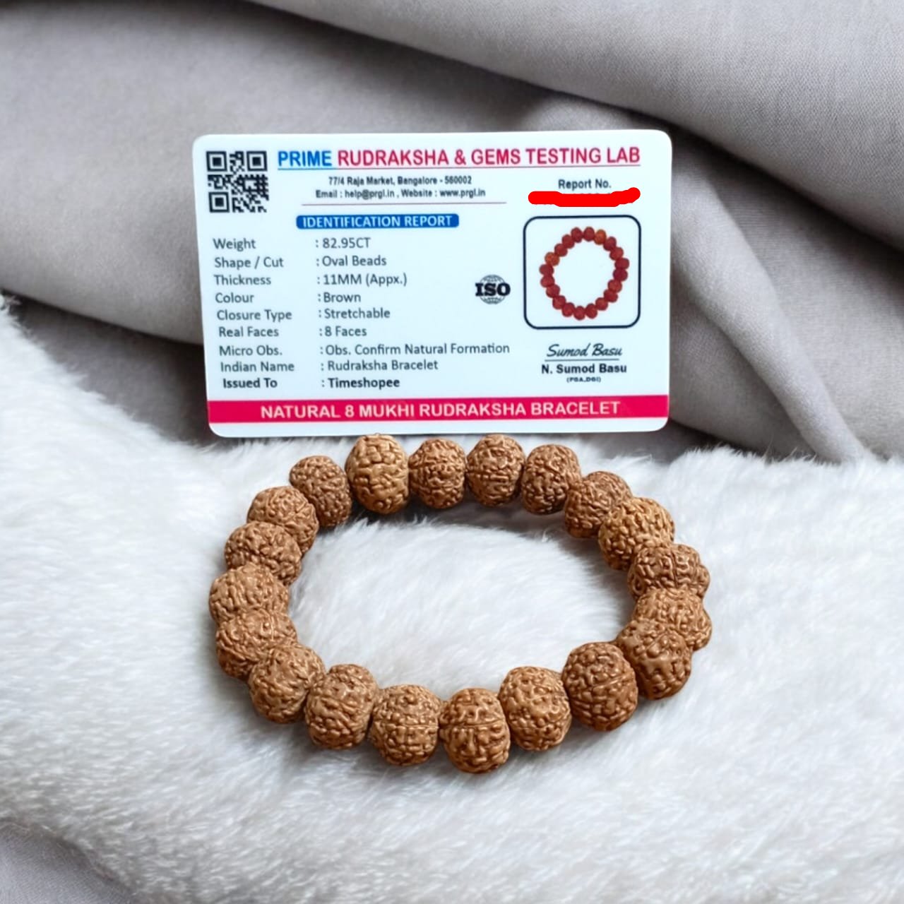 8 Mukhi Rudraksha Bracelet - Stretchable Lab Certified Bracelet for Removing Obstacles and Success by Timeshopee