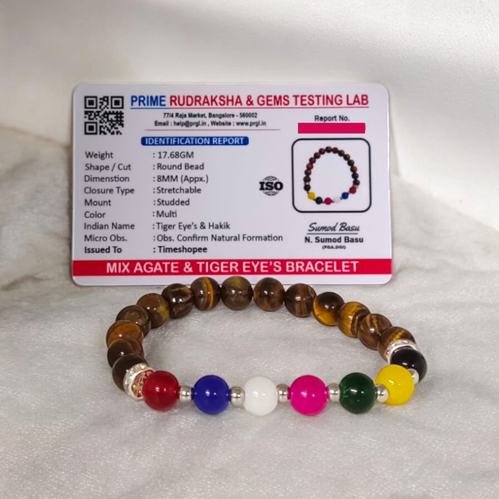 A Mix Agate and Tiger Eye's Bracelet with 8MM lab-certified beads, featuring 7 types of Agate stones and Tiger Eye beads in a stretchable design for protection and balance.