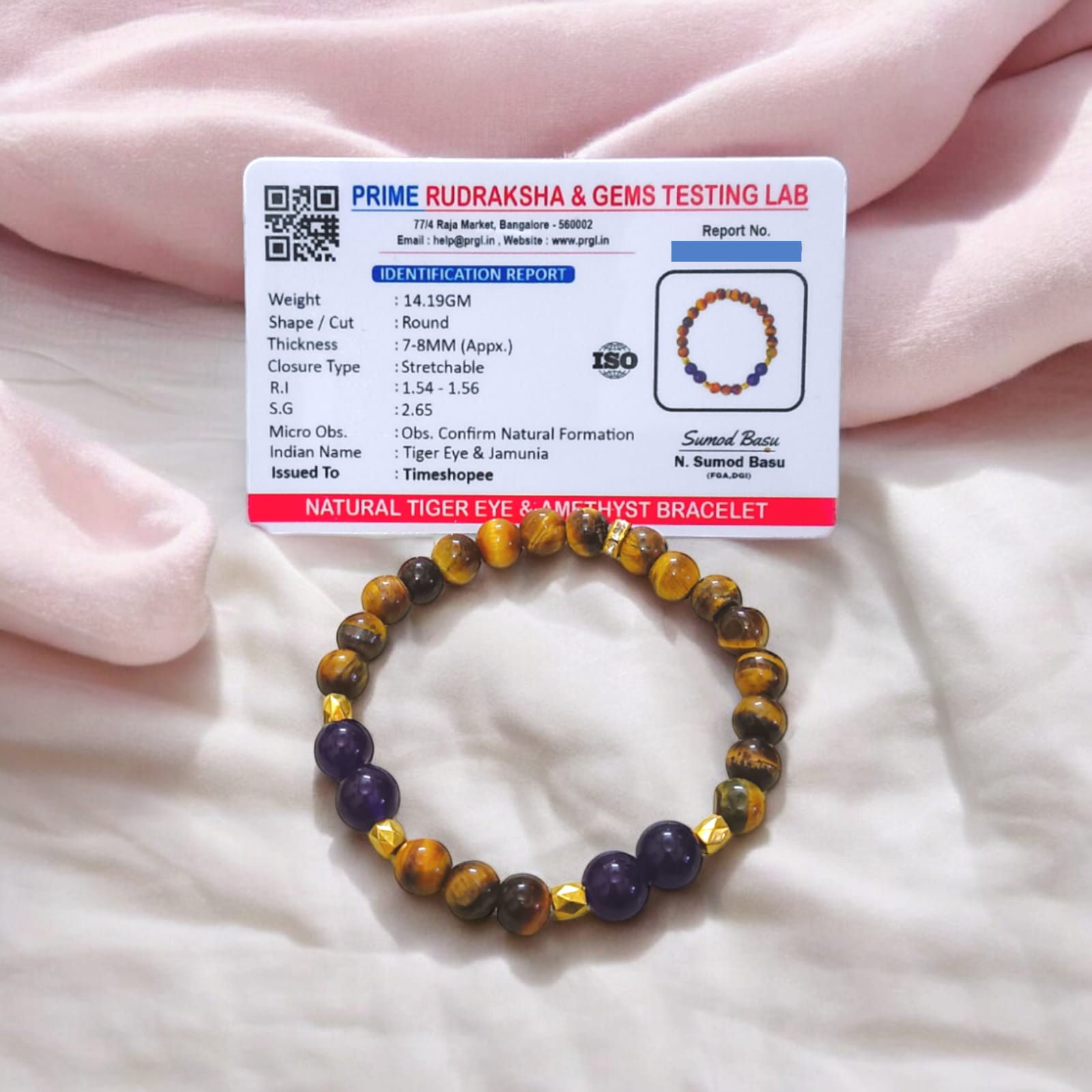 A beautiful Tiger Eye & Amethyst bracelet with 8MM lab-certified natural beads designed to increase courage, confidence, and mental clarity.