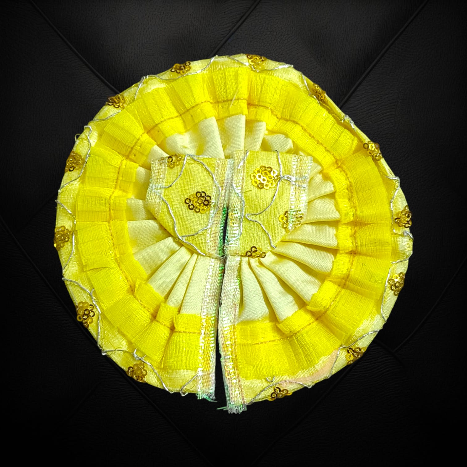 A beautifully crafted Laddu Gopal dress with delicate net and embroidery design, made for Size 2 No., perfect for pooja and festivals.