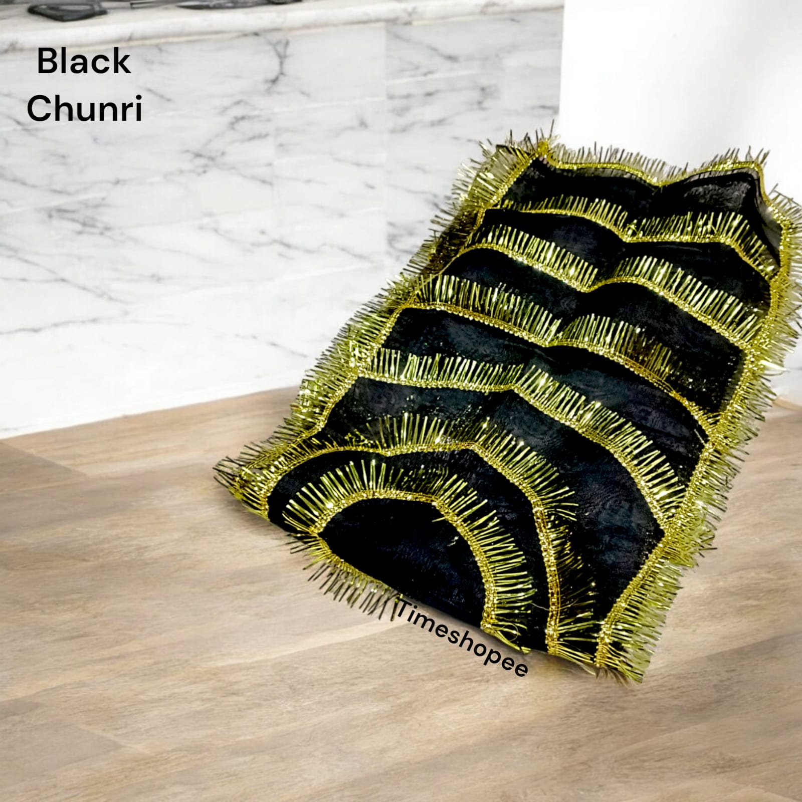 A black chunri available in 3 sizes, traditionally used to adorn Maa Kaali, Bhairav, or Shani Dev idols during religious rituals, symbolizing protection and strength.