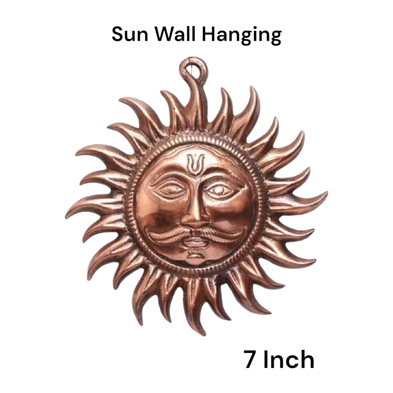 A pure copper wall hanging sun, symbolizing strength and positivity, available in small (5 inch) and big (7 inch) sizes to protect from Vaastu Dosh and Shani Dosh.