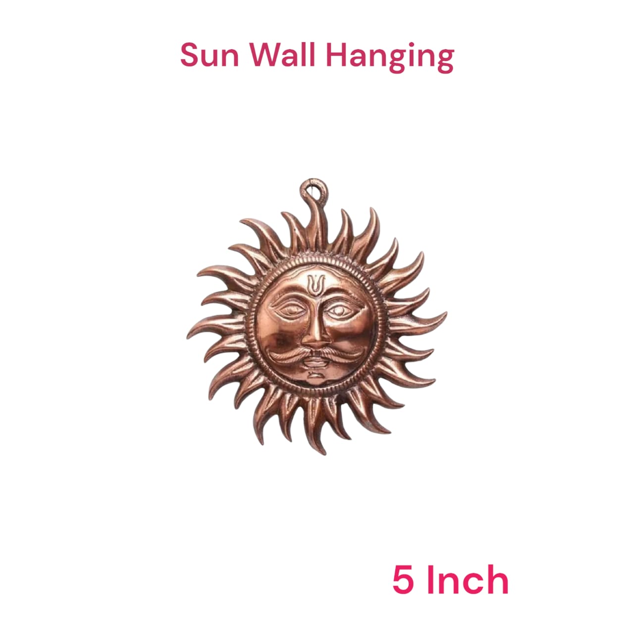 A pure copper wall hanging sun, symbolizing strength and positivity, available in small (5 inch) and big (7 inch) sizes to protect from Vaastu Dosh and Shani Dosh.