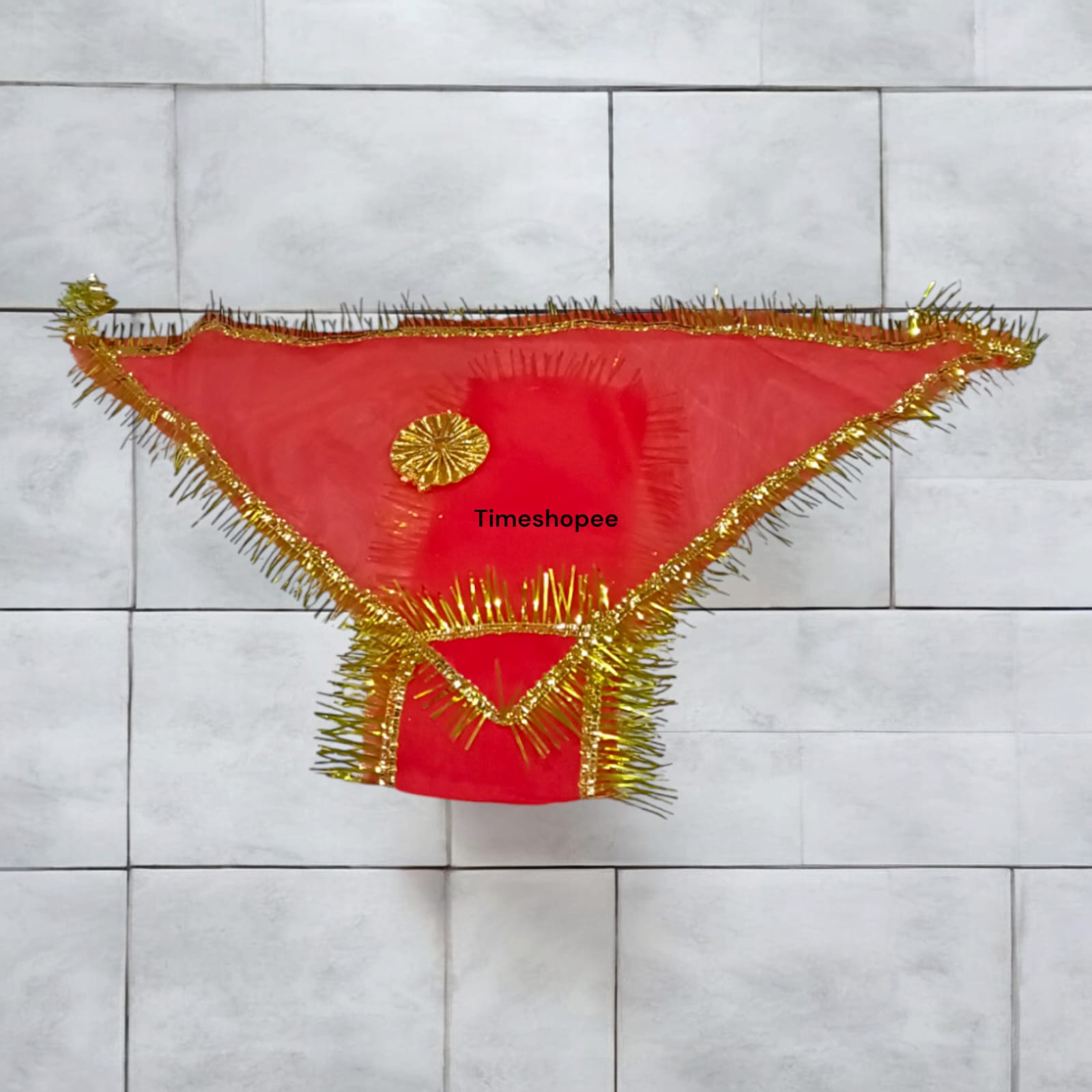 A red 18X18-inch traditional langot for Lord Hanuman, symbolizing strength and devotion, ideal for religious use in temples and home shrines.