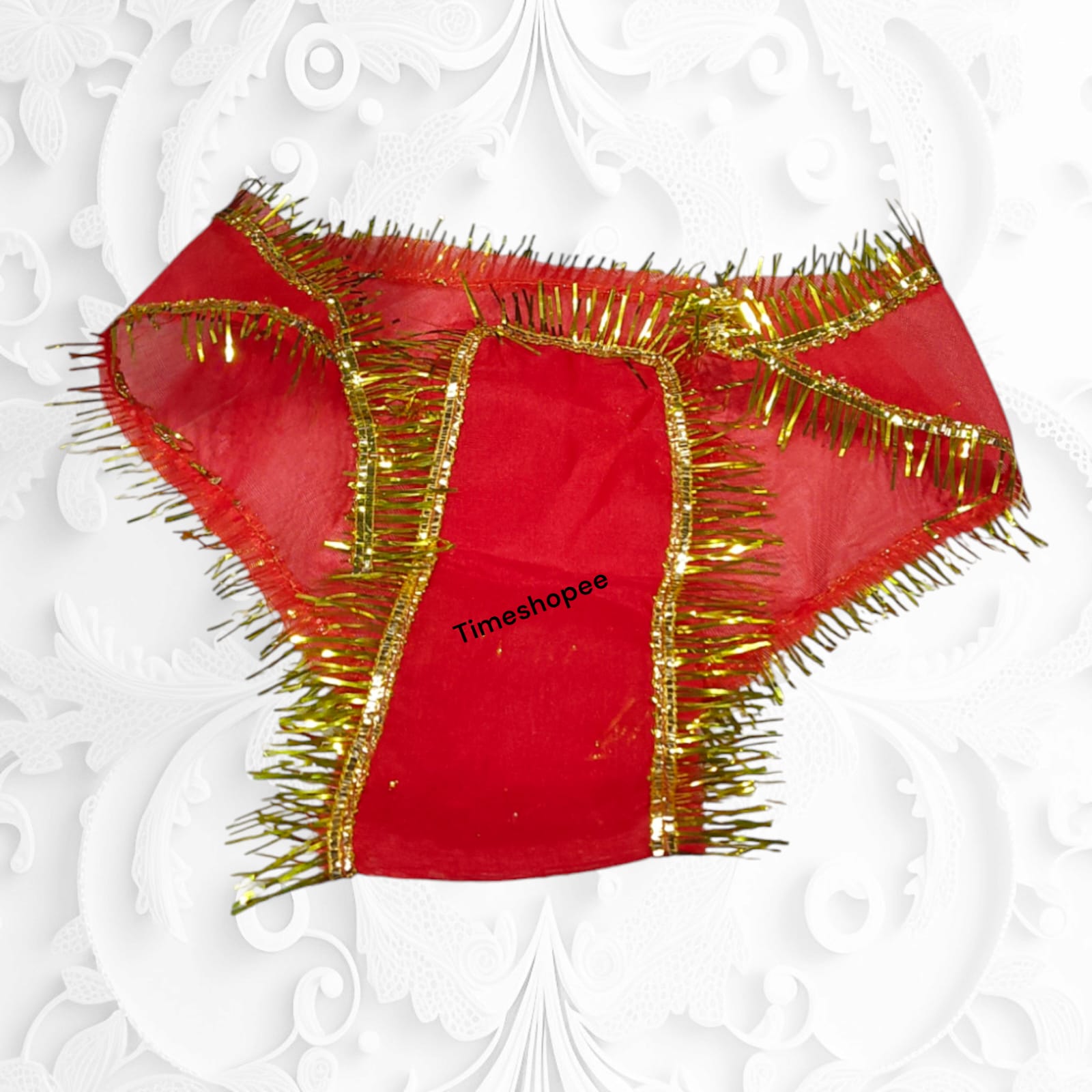 A red 18X18-inch traditional langot for Lord Hanuman, symbolizing strength and devotion, ideal for religious use in temples and home shrines.