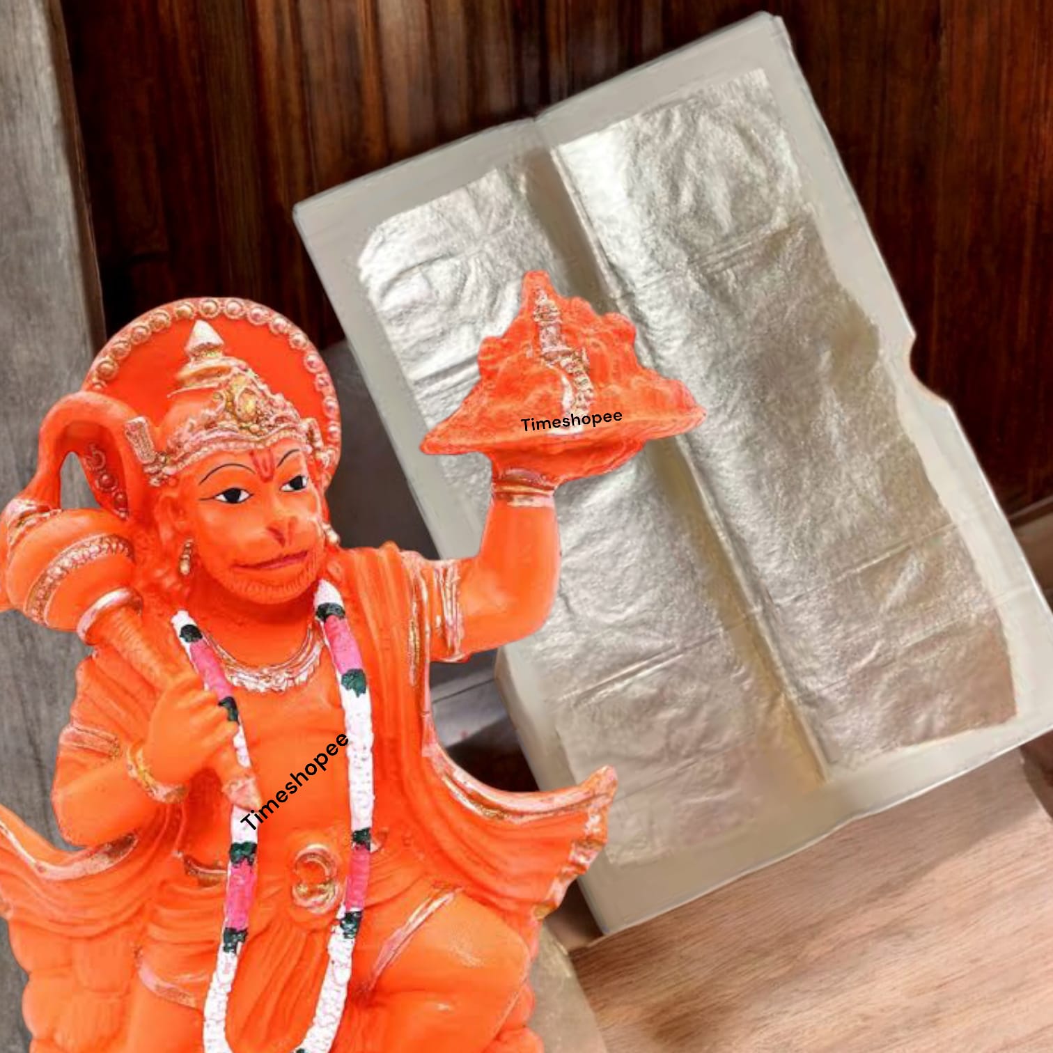 A set of 10 pure silver leaves (Chandi Vark) used for decorating offerings in religious ceremonies, particularly during Hanuman Ji worship.