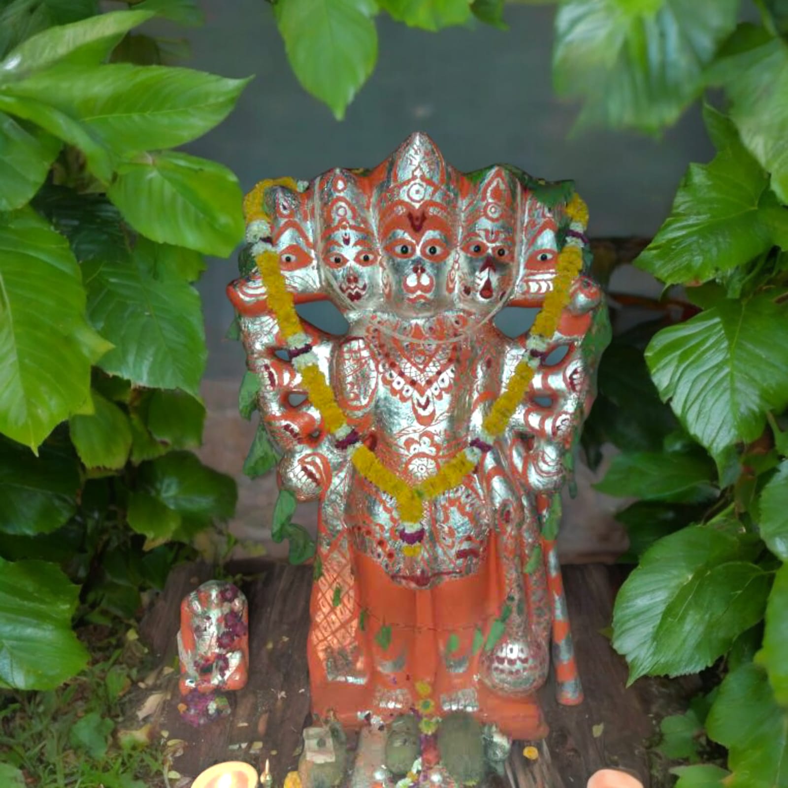 A set of 10 pure silver leaves (Chandi Vark) used for decorating offerings in religious ceremonies, particularly during Hanuman Ji worship.