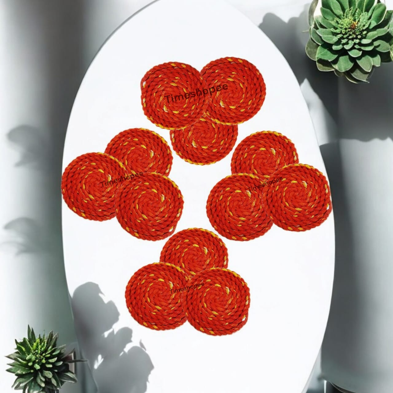 A set of 12 pure cotton red kalava wicks, each 20 inches long, perfect for Akhand Jyot and diya lighting during Hindu rituals.