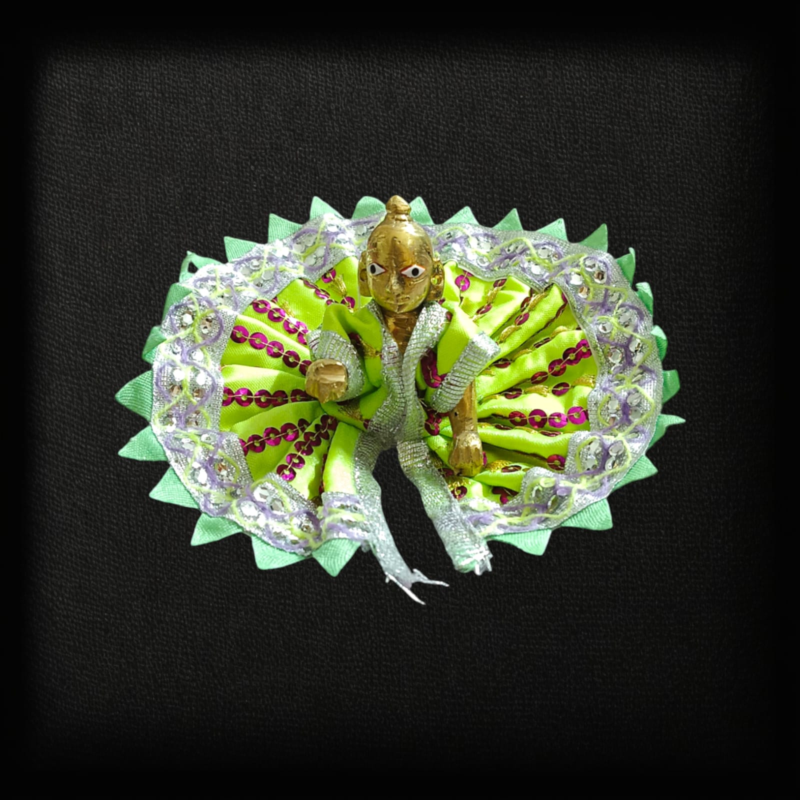 A vibrant and beautifully embroidered Laddu Gopal dress (poshak) for 1 No. Laddu Gopal, designed for daily worship or special occasions.