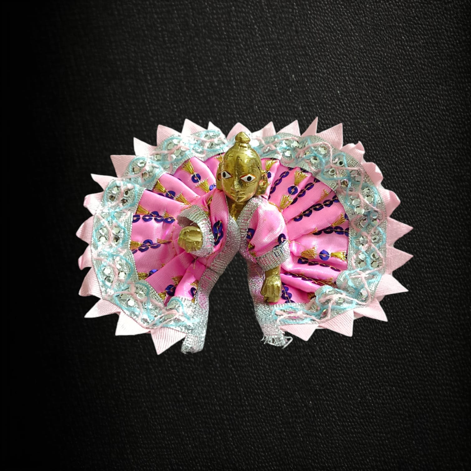 A vibrant and beautifully embroidered Laddu Gopal dress (poshak) for 1 No. Laddu Gopal, designed for daily worship or special occasions.