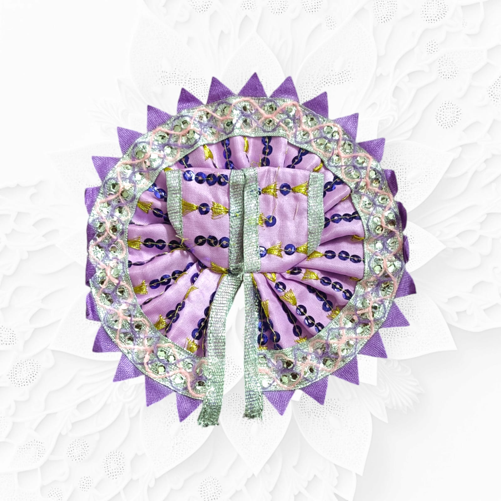 A vibrant and beautifully embroidered Laddu Gopal dress (poshak) for 1 No. Laddu Gopal, designed for daily worship or special occasions.