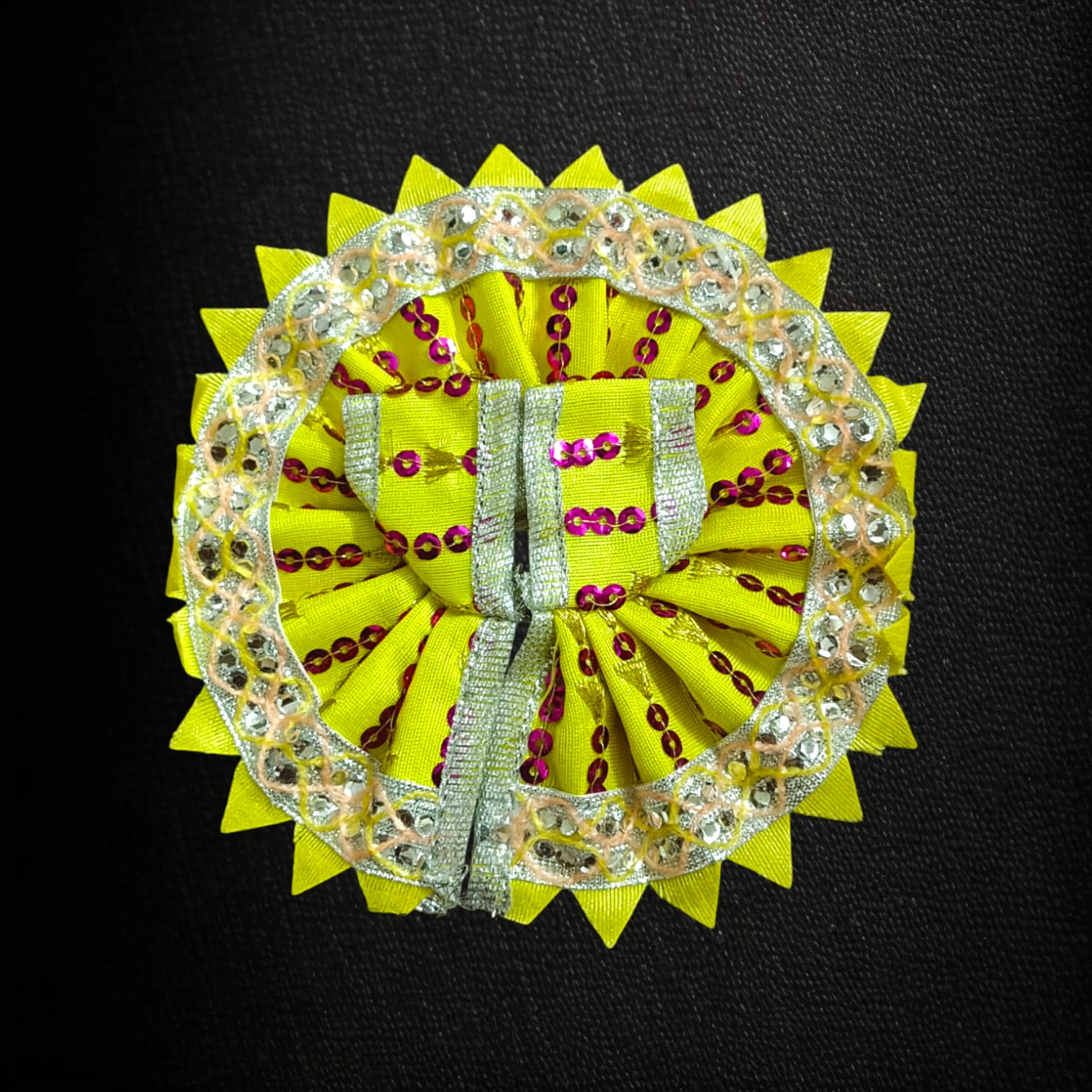 A vibrant and beautifully embroidered Laddu Gopal dress (poshak) for 1 No. Laddu Gopal, designed for daily worship or special occasions.