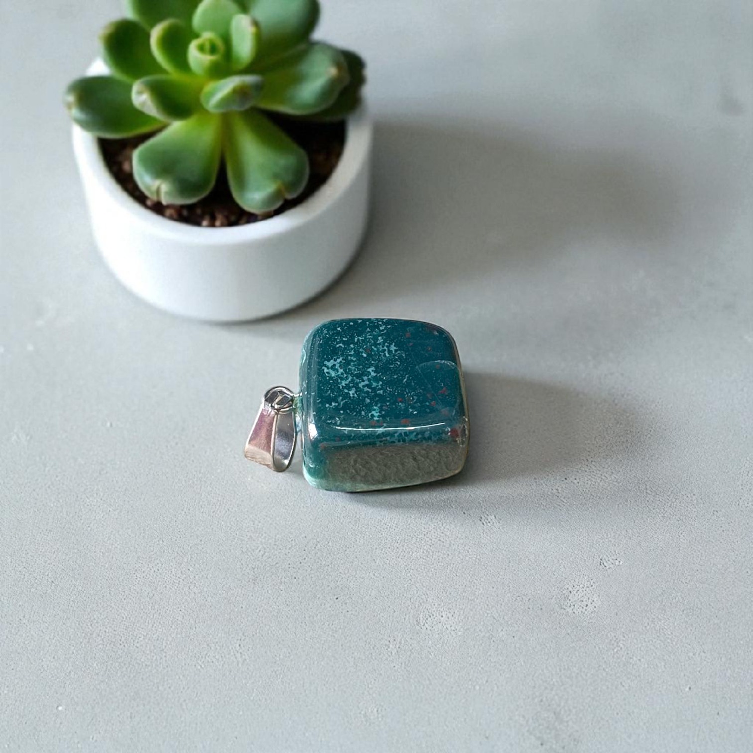 African Green Jade Healing Tumbled Stones Pendant With White Metal Chain Lab Certified By Timeshopee