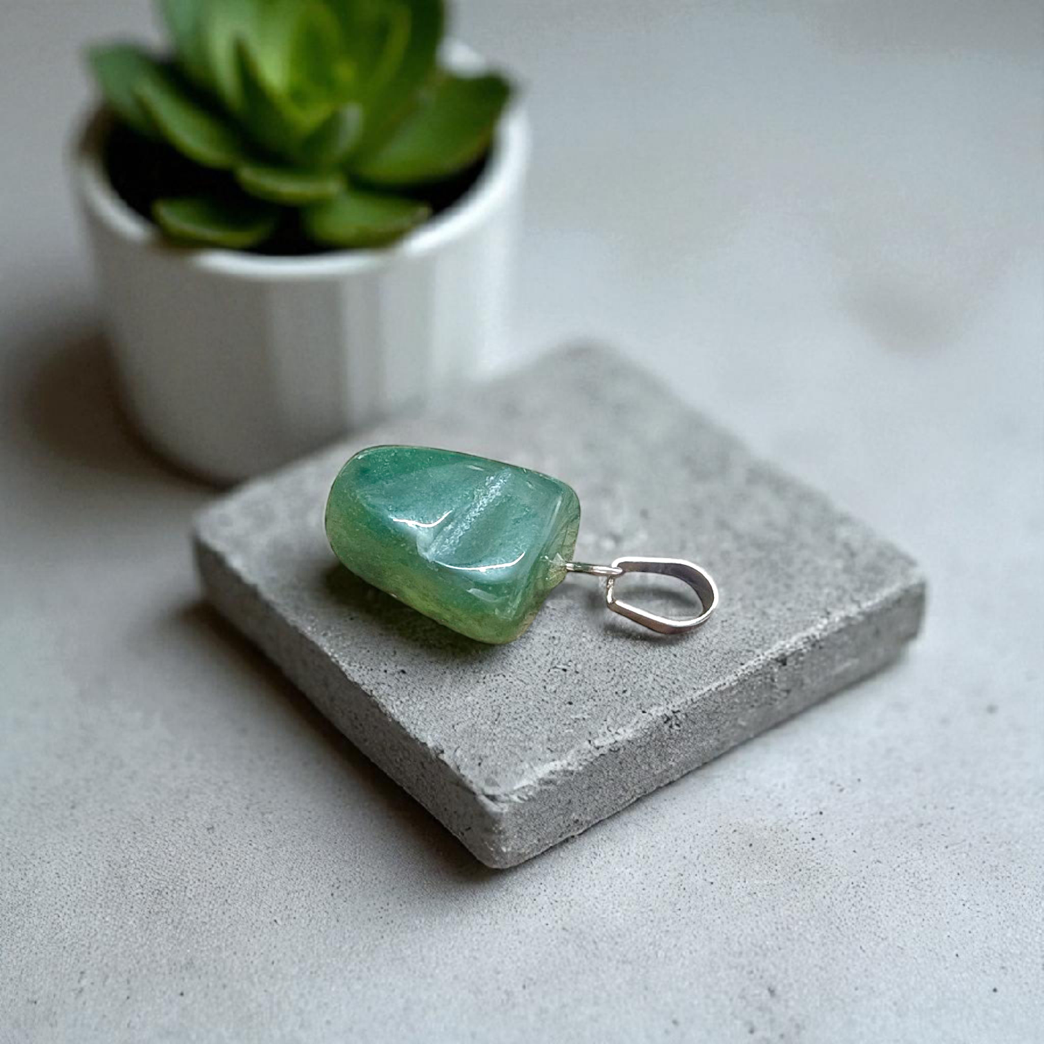 African Green Jade Healing Tumbled Stones Pendant With White Metal Chain Lab Certified By Timeshopee