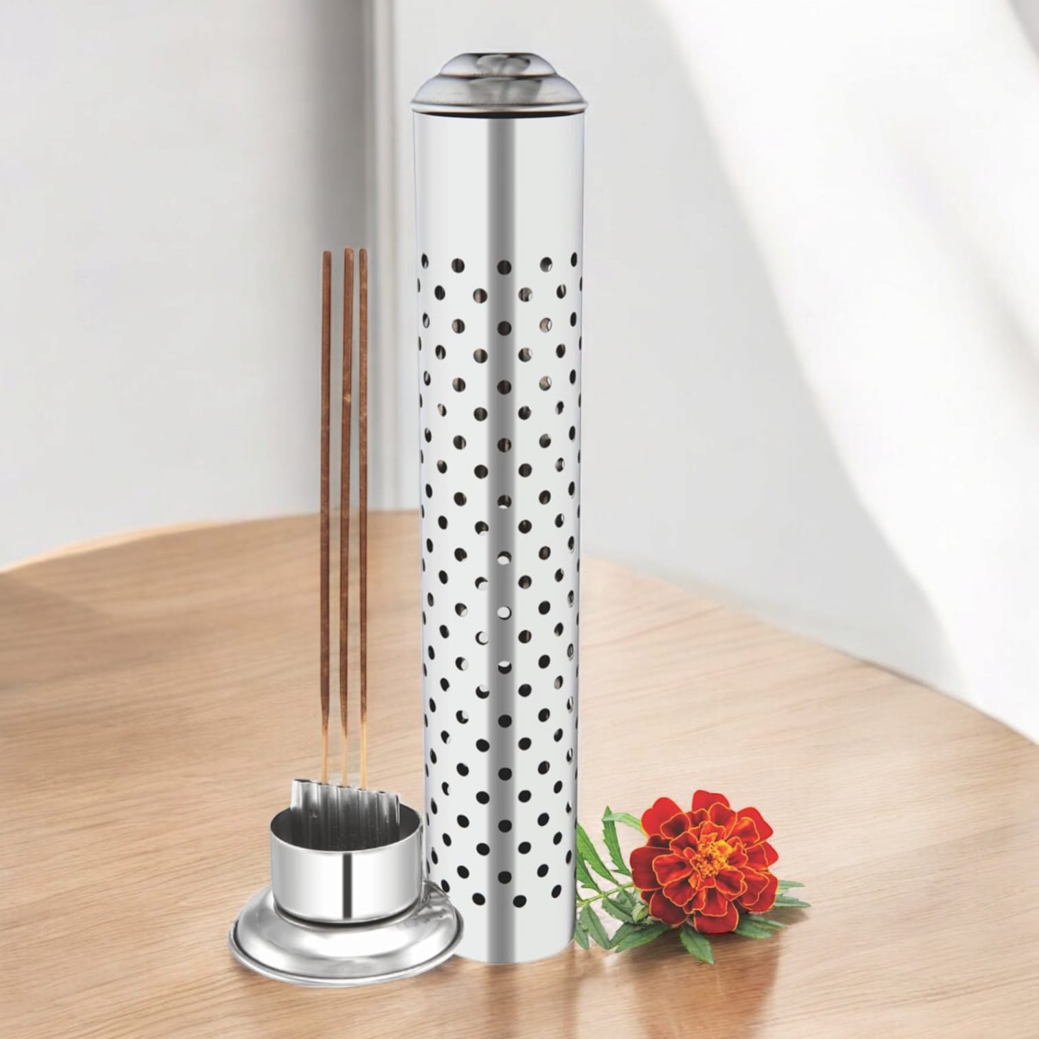 Agarbatti Stand Incense Stick Holder with Ash Catcher With Free Agarbatti Pack Of 10