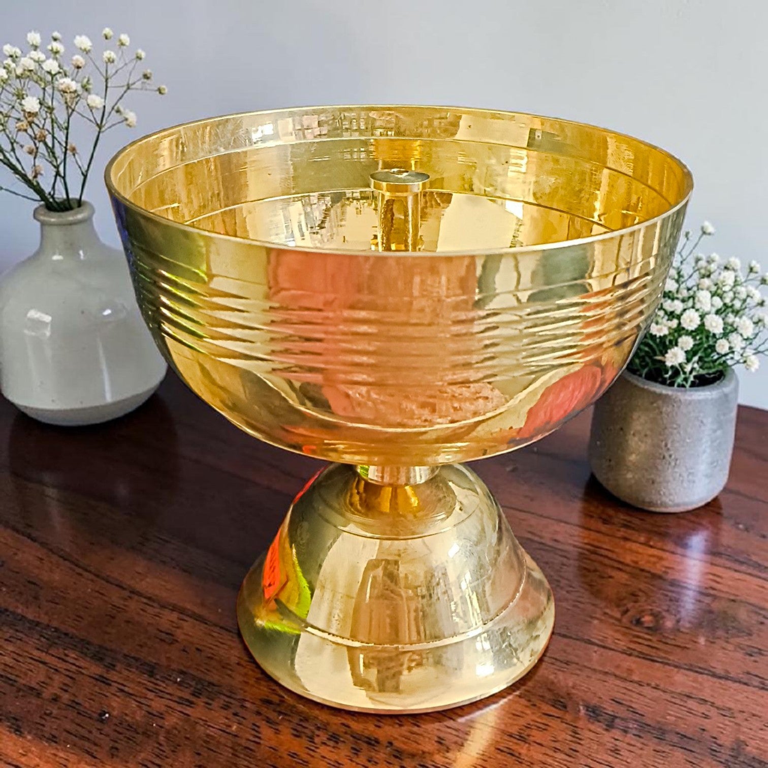Akhand Jyot Brass Diya 520GM for Puja Temple Daily Worship Aarti Traditional Brass Oil Lamp