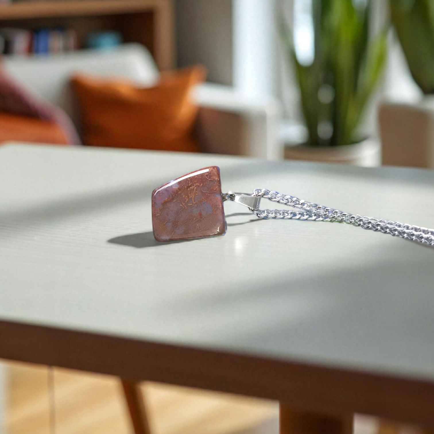 Almandine Garnet Pendant - Natural Deep Red Garnet Stone Set in a Unisex Silver Pendant for Healing and Daily Wear