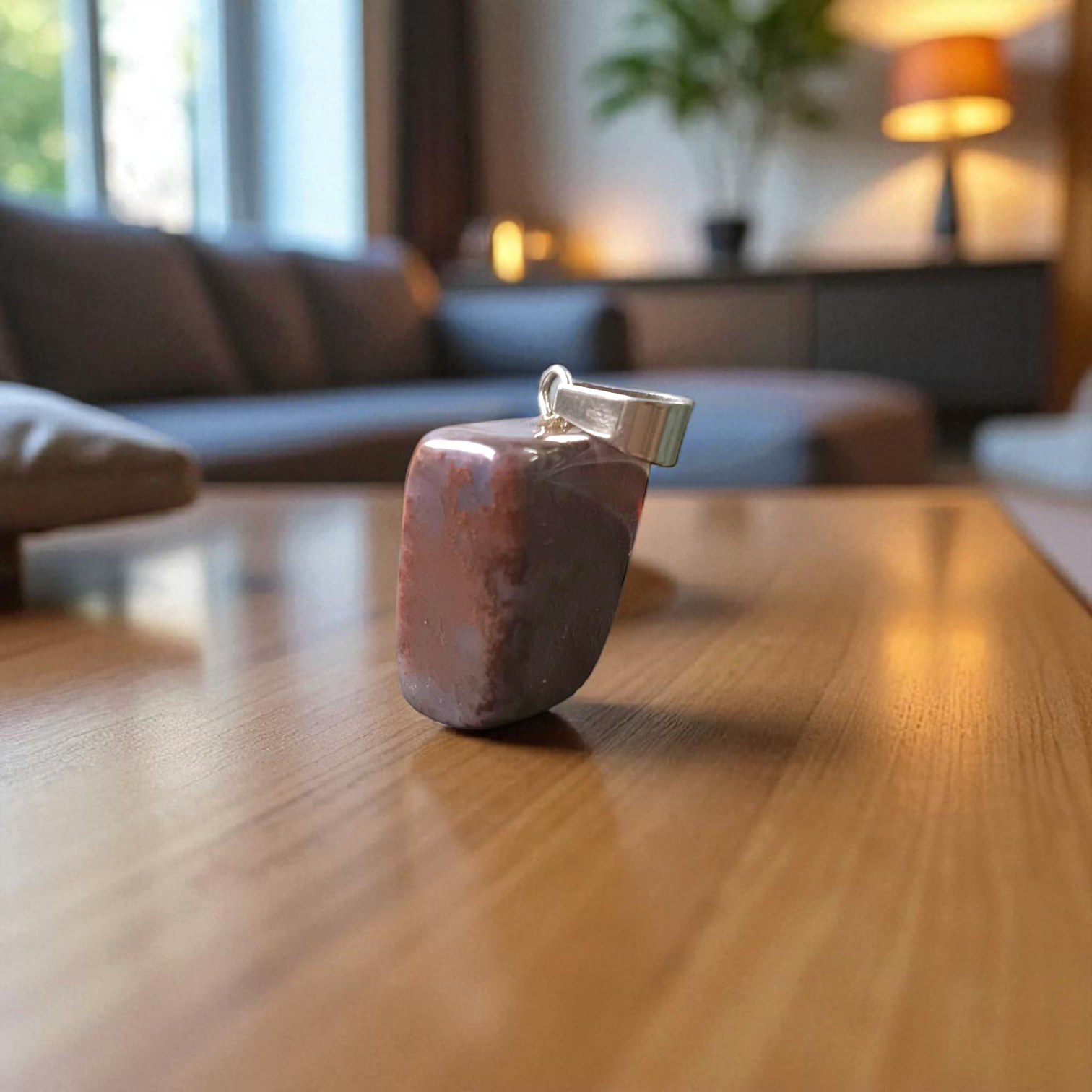 Almandine Garnet Pendant - Natural Deep Red Garnet Stone Set in a Unisex Silver Pendant for Healing and Daily Wear