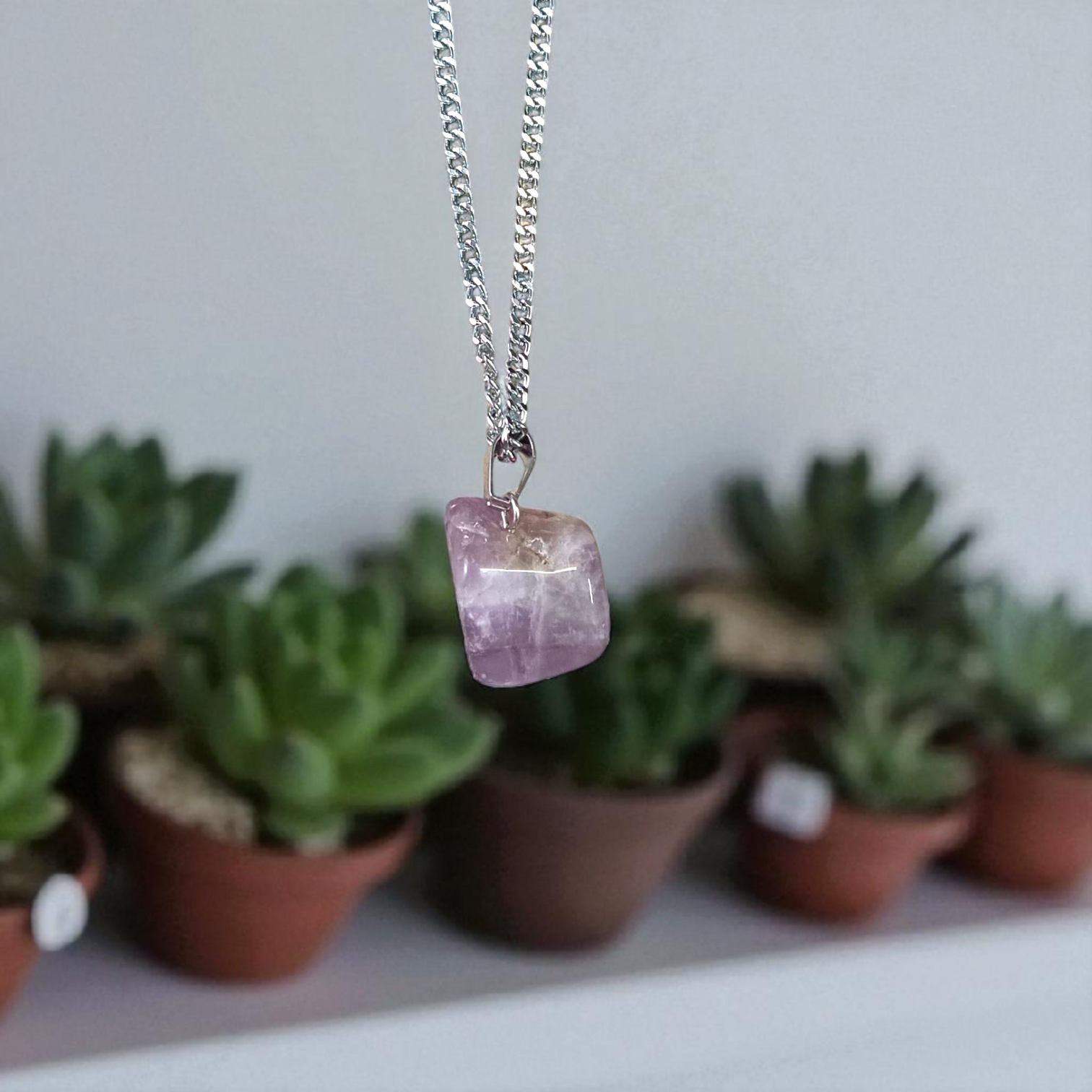 Amethyst Pendant with Stone Locket on Chain, Lab Certified, available at Timeshopee