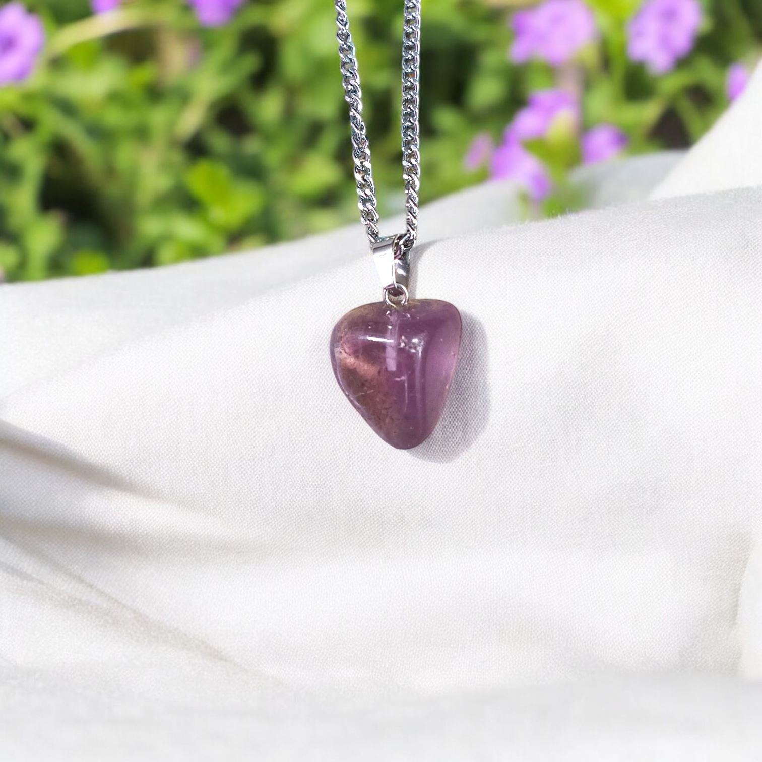 Amethyst Pendant with Stone Locket on Chain, Lab Certified, available at Timeshopee