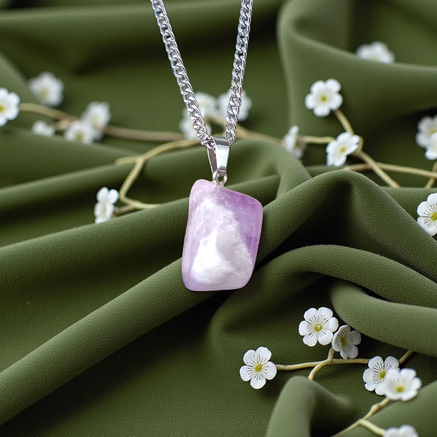 Amethyst Pendant with Stone Locket on Chain, Lab Certified, available at Timeshopee