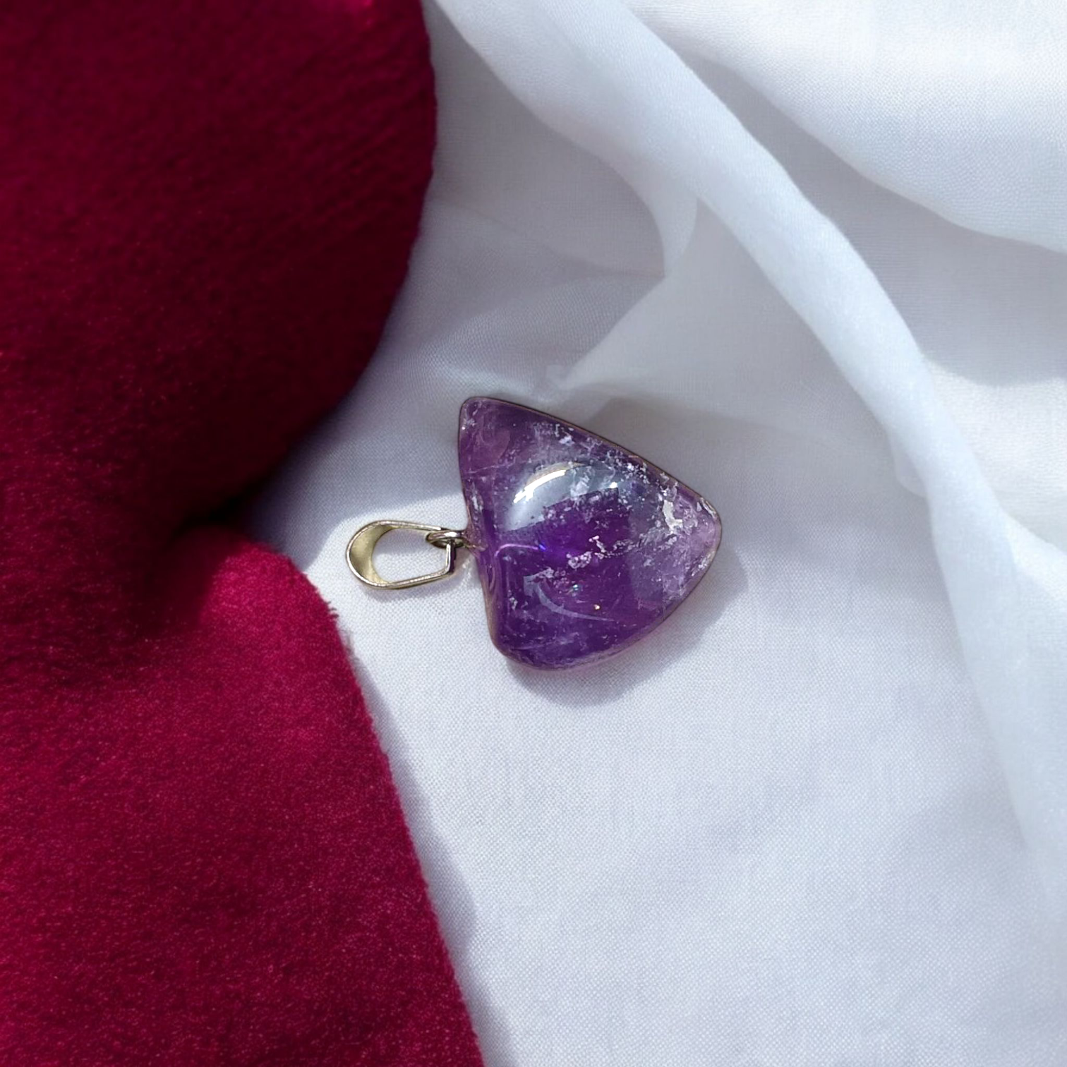 Amethyst Pendant with Stone Locket on Chain, Lab Certified, available at Timeshopee