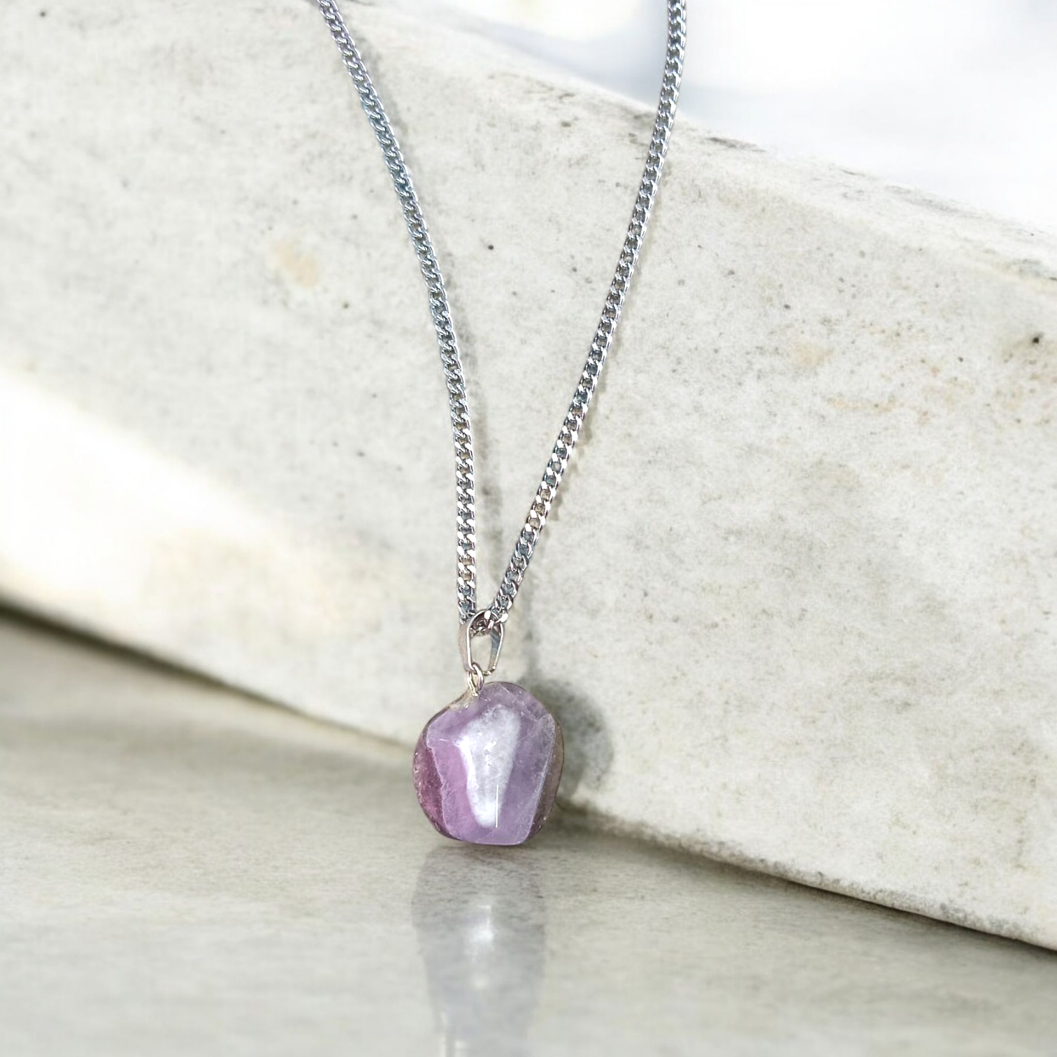 Amethyst Pendant with Stone Locket on Chain, Lab Certified, available at Timeshopee