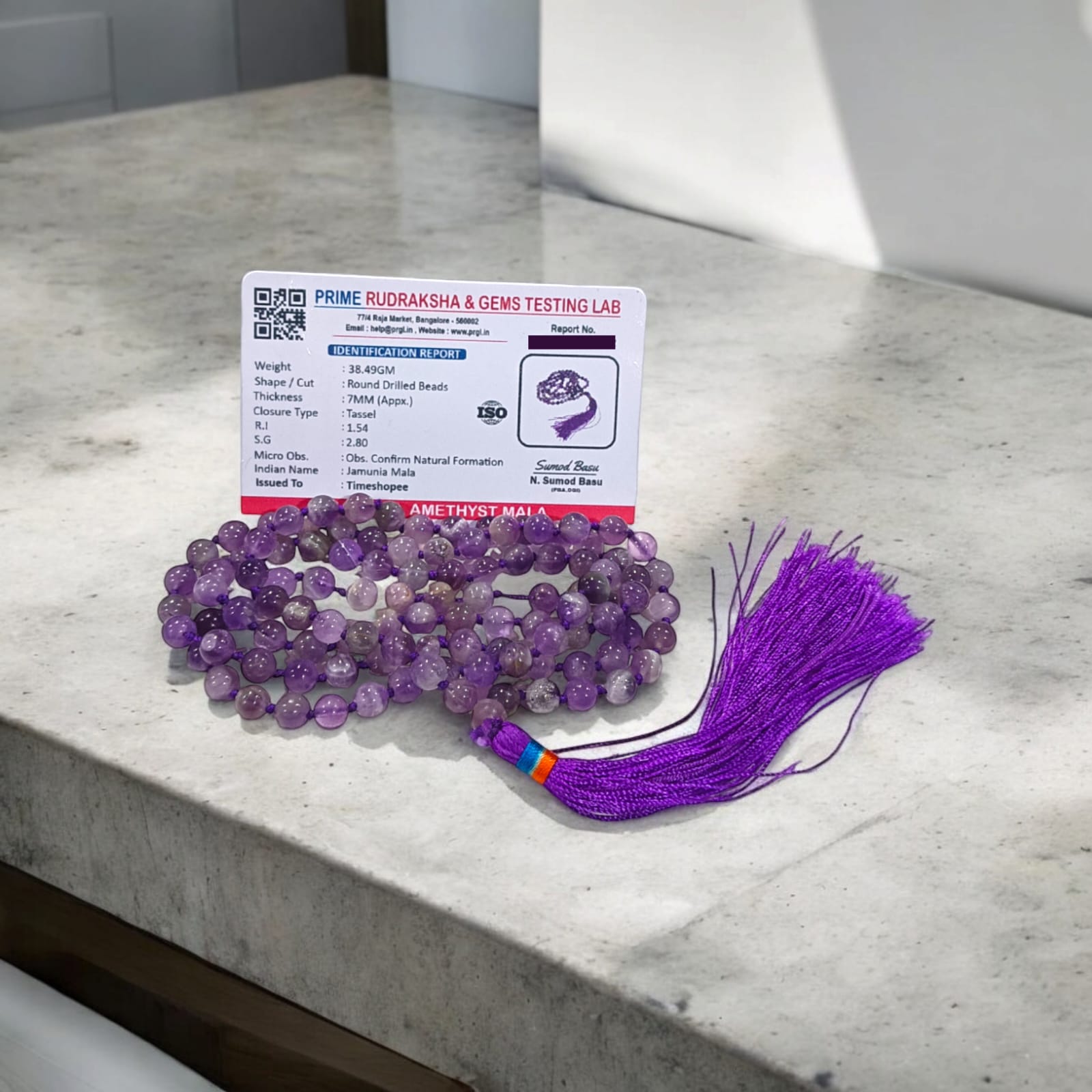 Amethyst mala with 108+1 beads in 7MM and 8MM sizes, perfect for meditation, spiritual growth, and everyday wear.