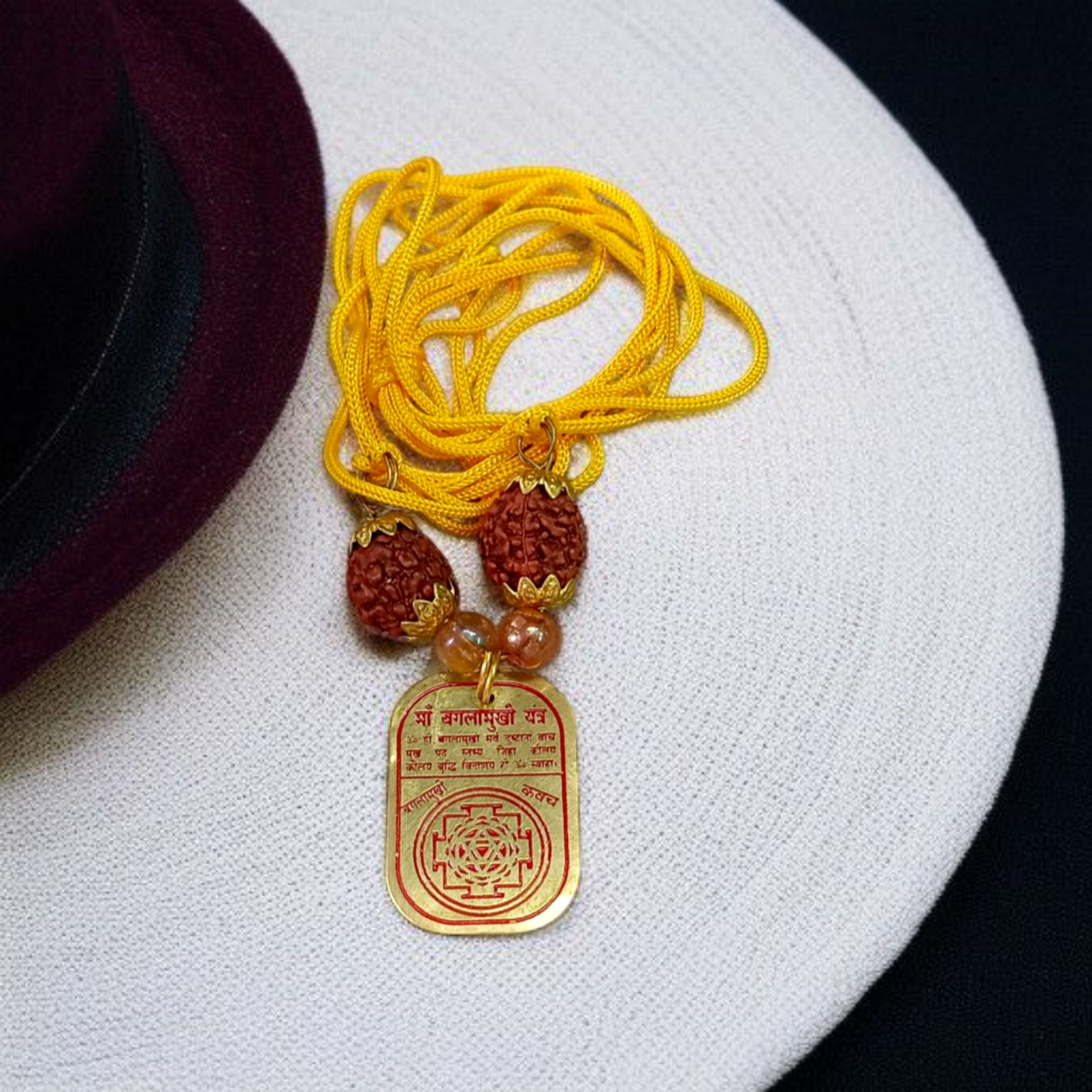 Baglamukhi Kawach Pendant – Divine Protection in Yellow Sacred Thread