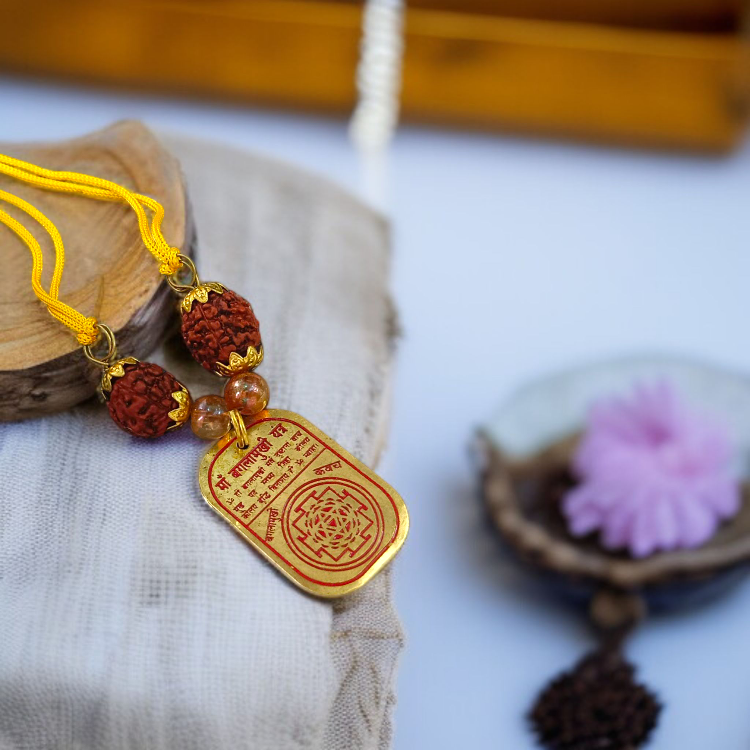 Baglamukhi Kawach Pendant – Divine Protection in Yellow Sacred Thread