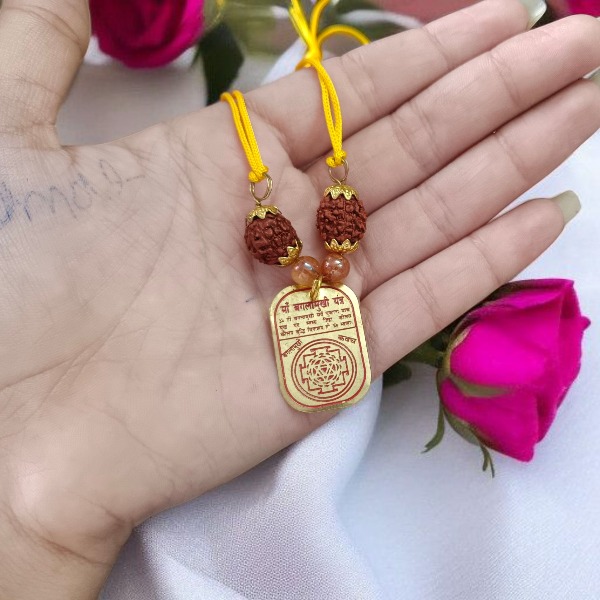 Baglamukhi Kawach Pendant – Divine Protection in Yellow Sacred Thread