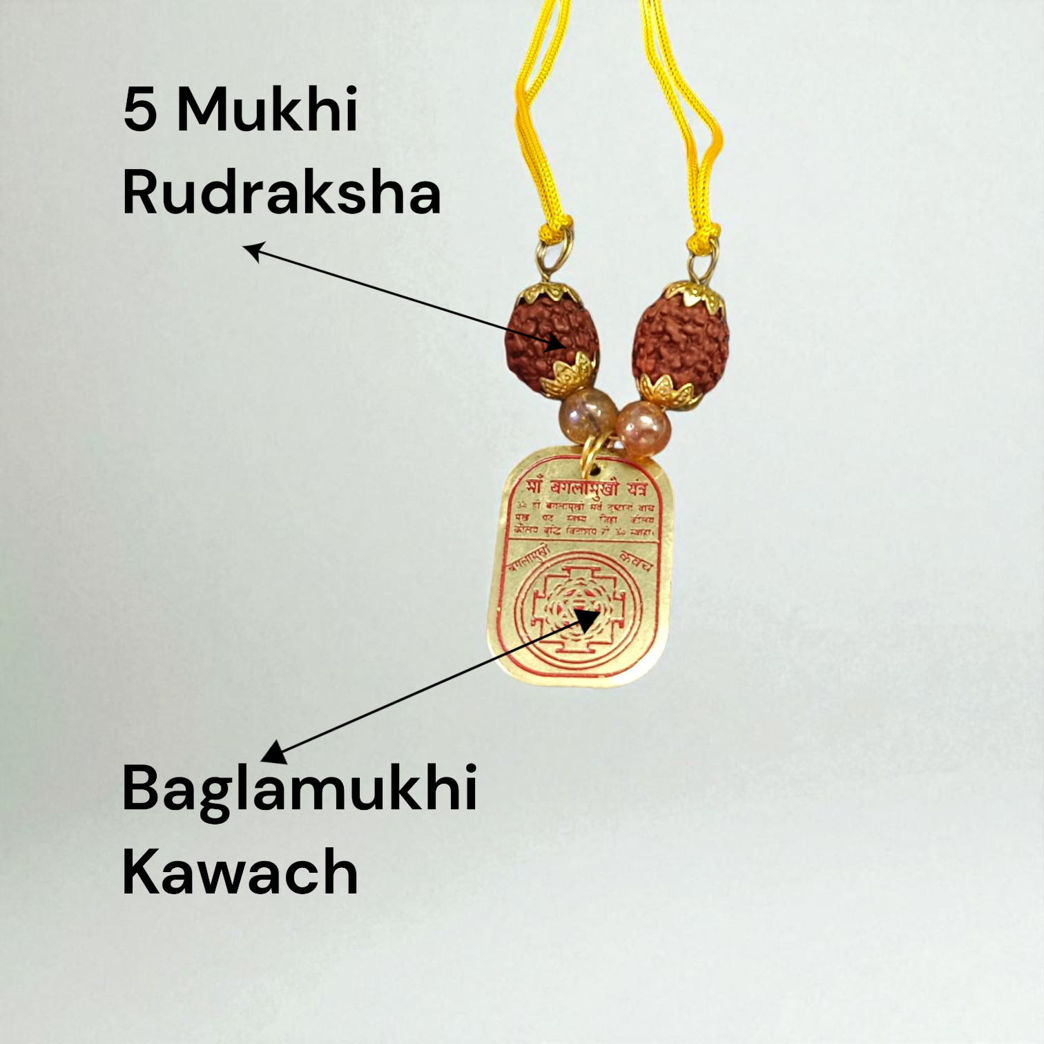 Baglamukhi Kawach Pendant – Divine Protection in Yellow Sacred Thread