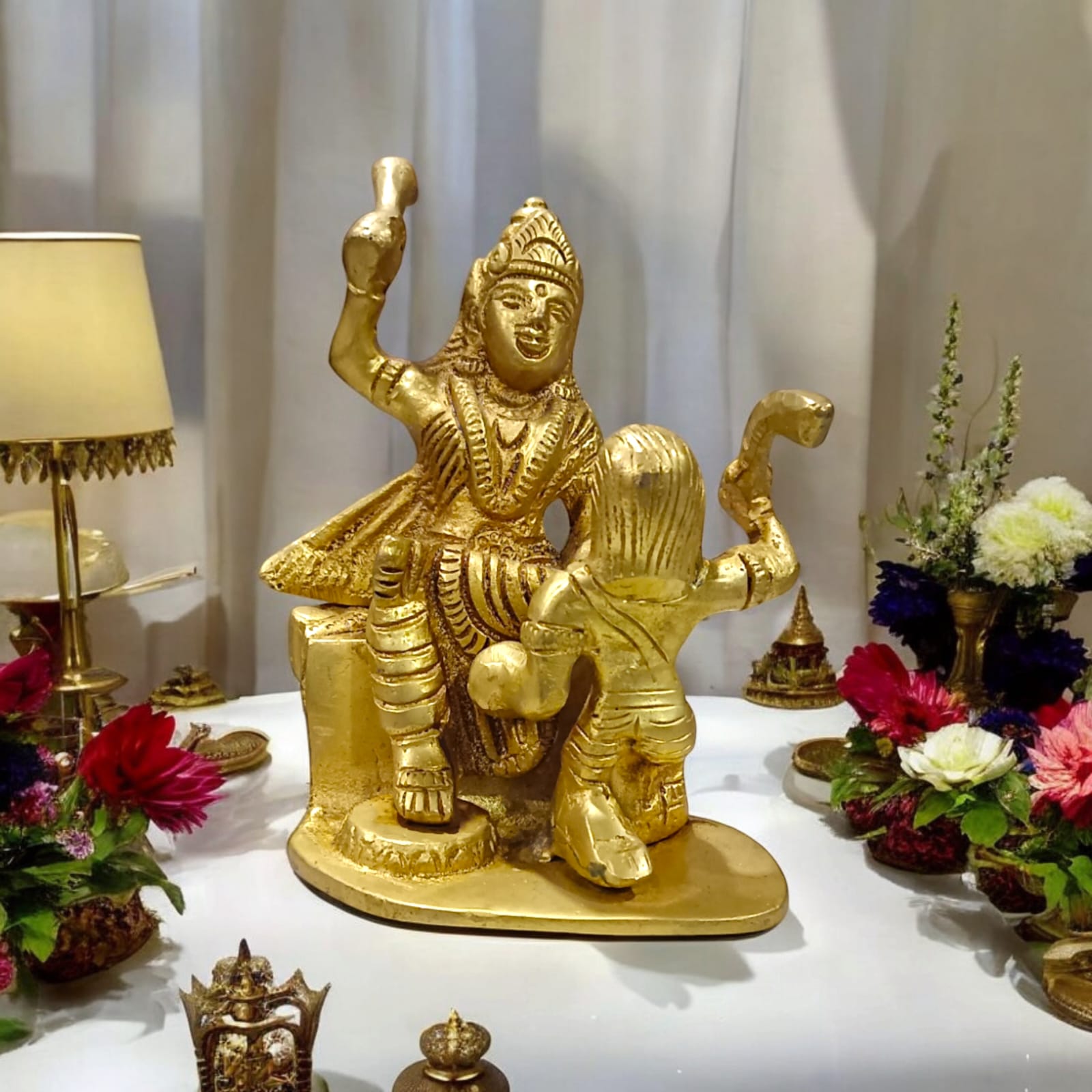 Baglamukhi Mata Statue Brass 12cm | Divine Brass Idol | Timeshopee