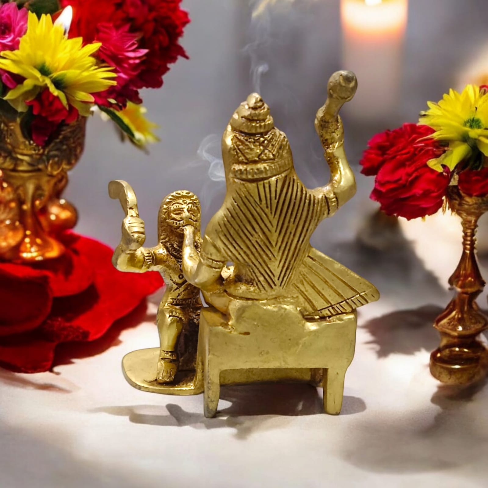 Baglamukhi Mata Statue Brass 12cm | Divine Brass Idol | Timeshopee